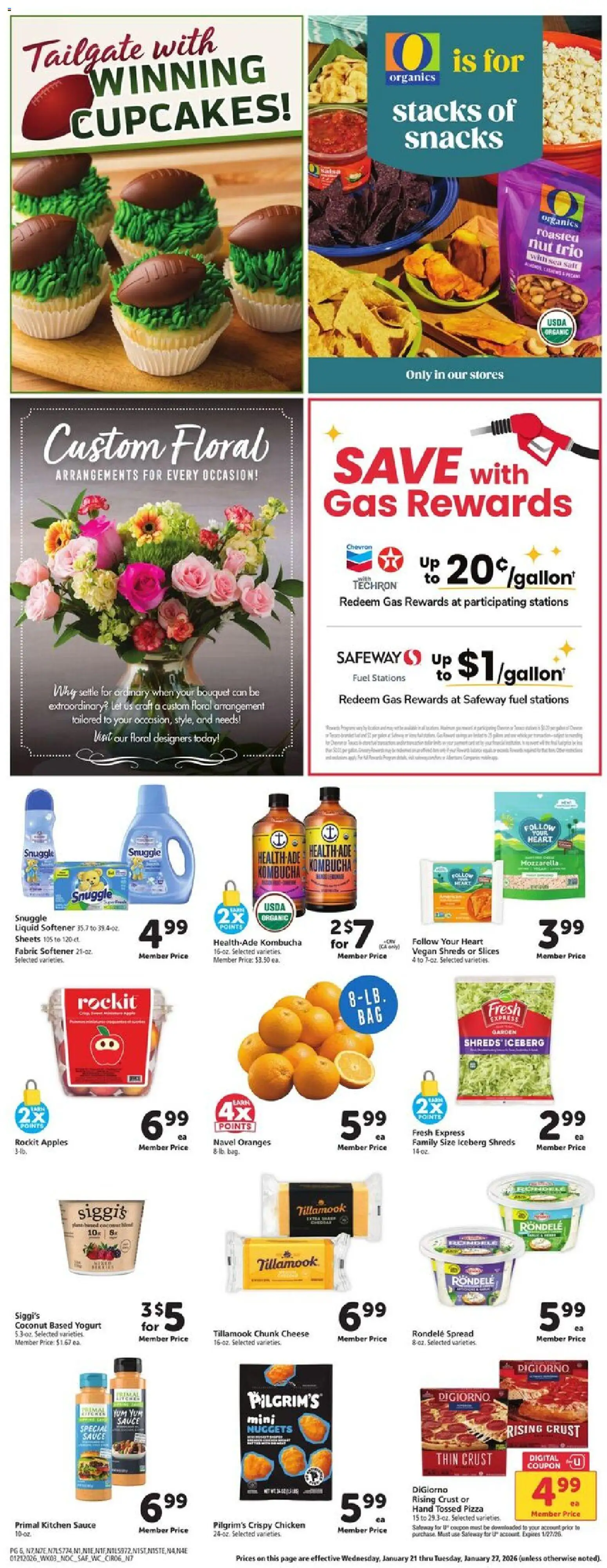 Safeway Weekly Ad - valid from 21.01.2026 | Page: 6 | Products: Cheese, Pizza, Fabric softener, Sauce
