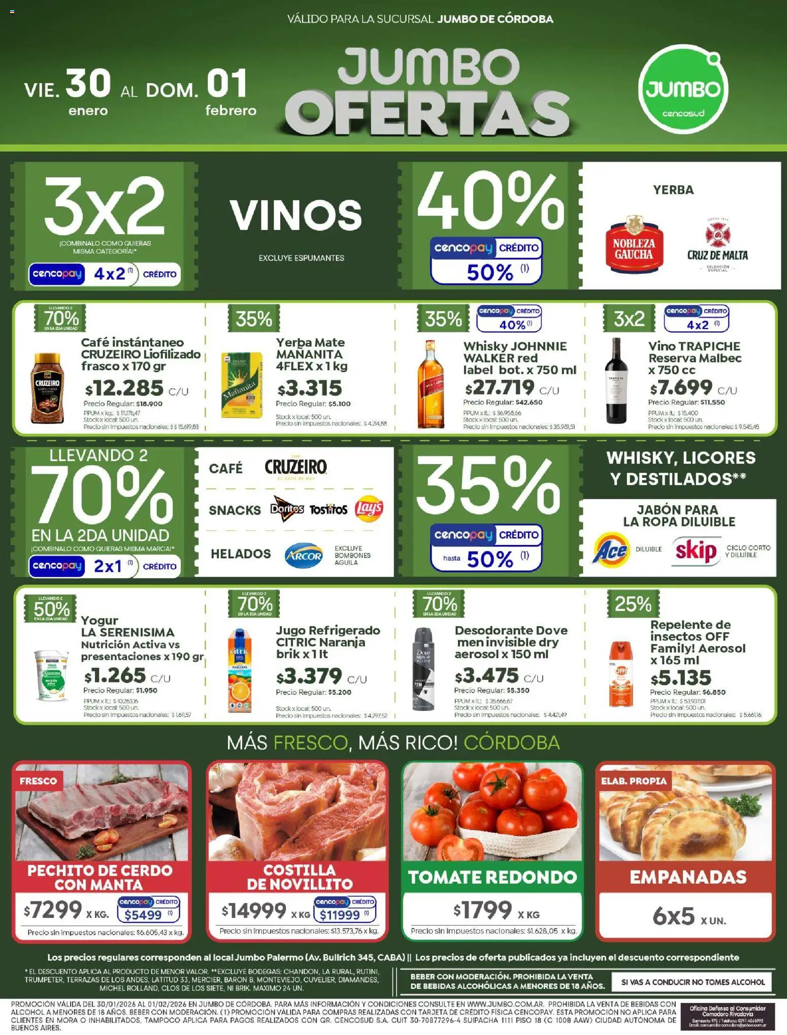 Jumbo - Ofertas | Córdoba │ válido desde el 30.01.2026 | Página: 1 | Productos: Bombones, Yogur, Café, Vino