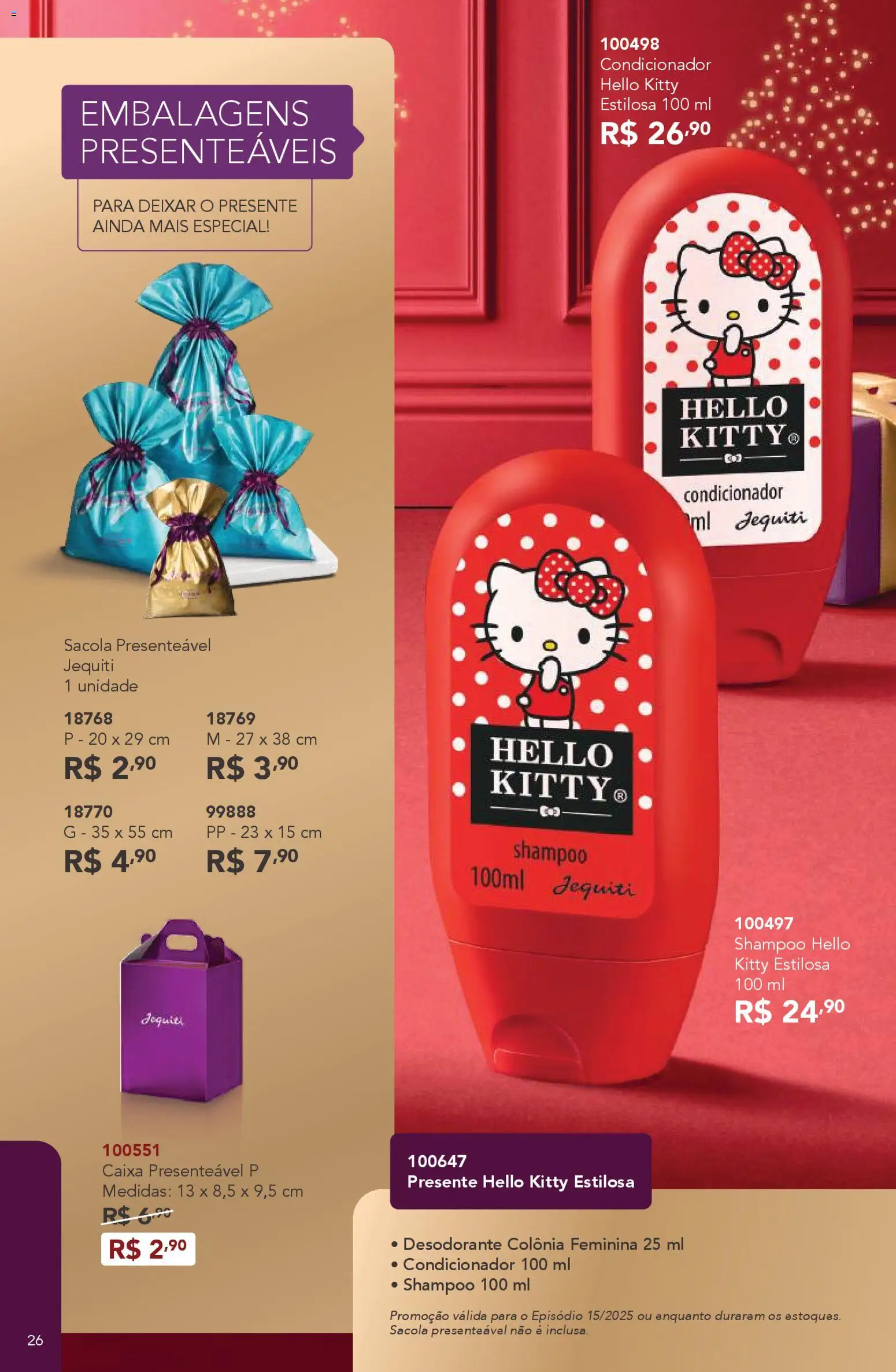 Jequiti Folheto - válido de 24.10.2025 | Página: 26 | Produtos: Shampoo, Condicionador, Desodorante, Caixa