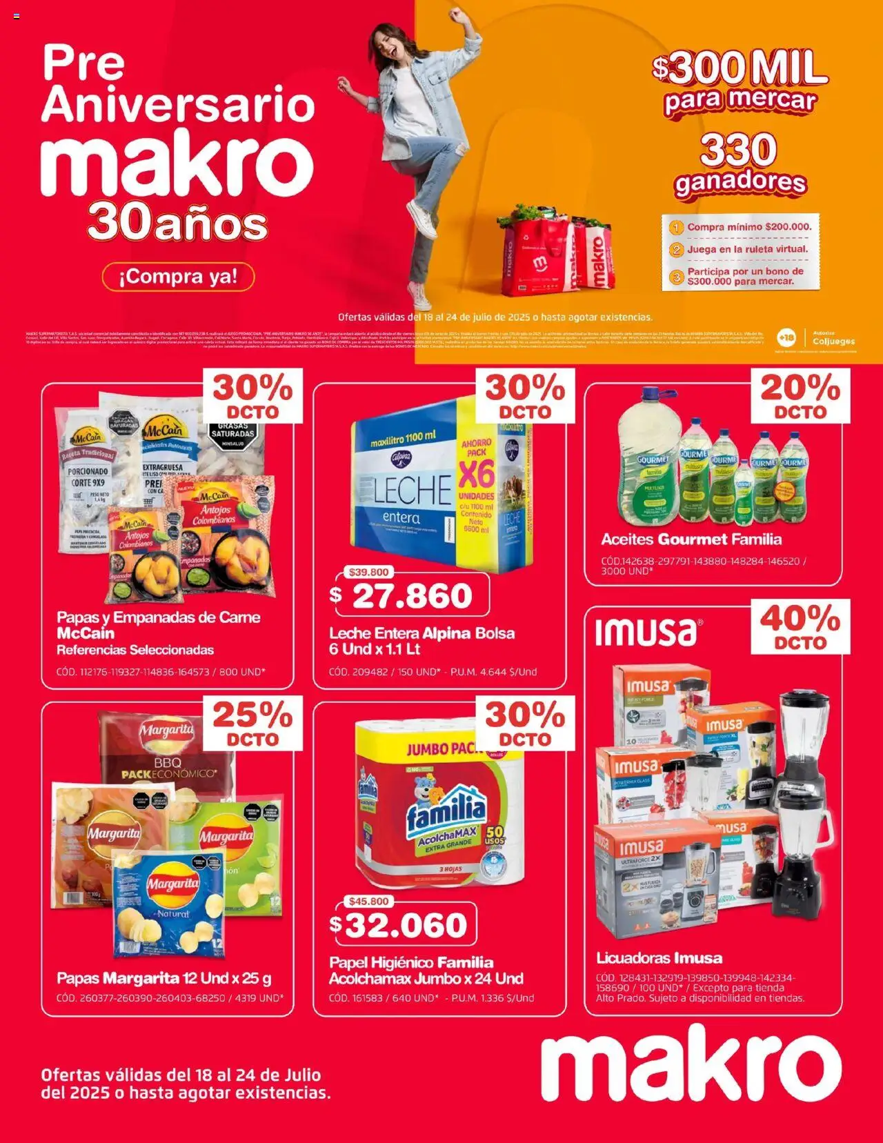 Makro revista - valida desde el 18.07.2025 | Página: 1 | Productos: Bolsa, Peso, Plátano, Papel higiénico