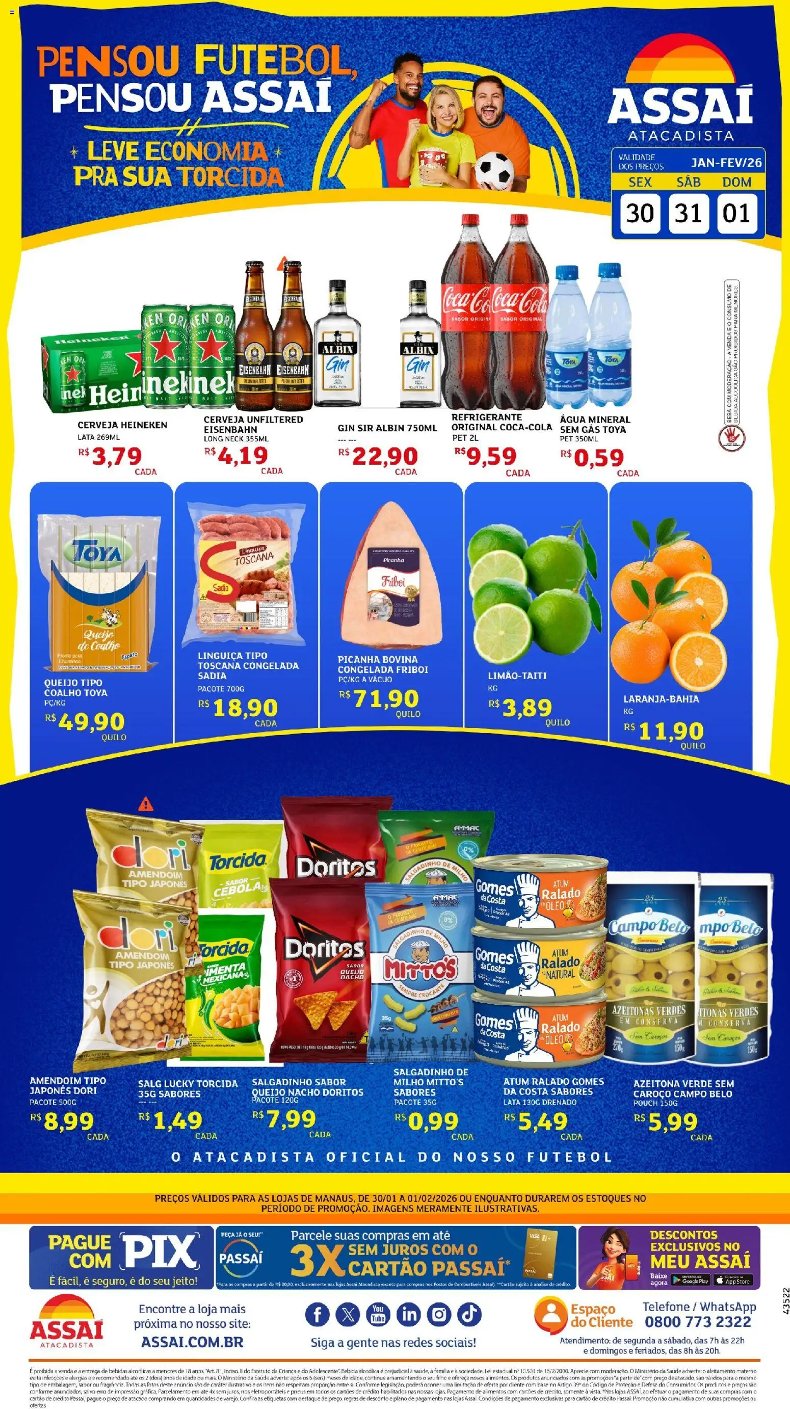 Assaí Atacadista Folheto - válido de 30.01.2026 | Página: 1 | Produtos: Óleo, Pneus, Bebida, Água mineral