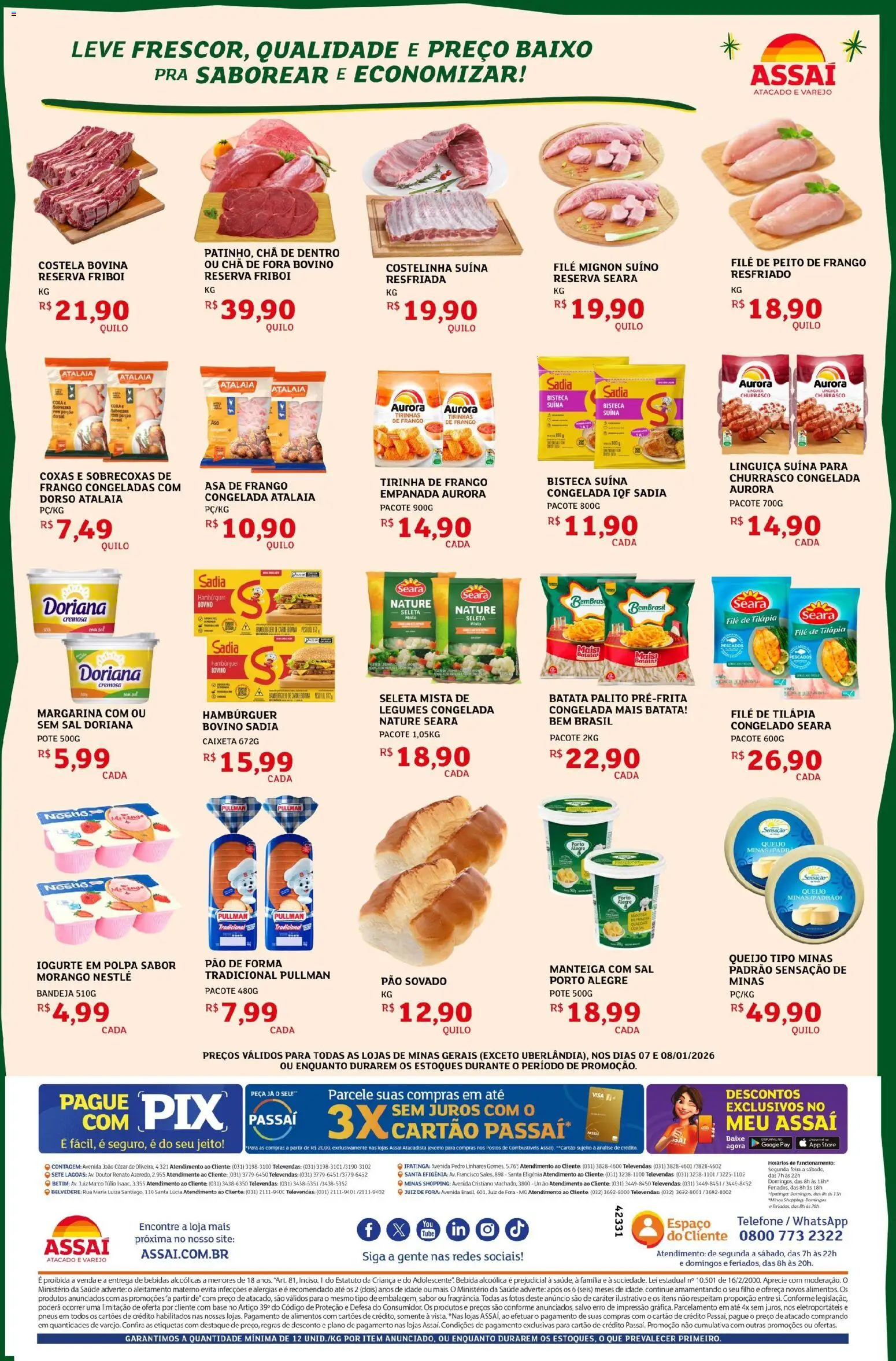 Assaí Atacadista Folheto - válido de 07.01.2026 | Página: 2 | Produtos: Iogurte, Tilápia, Base, Margarina