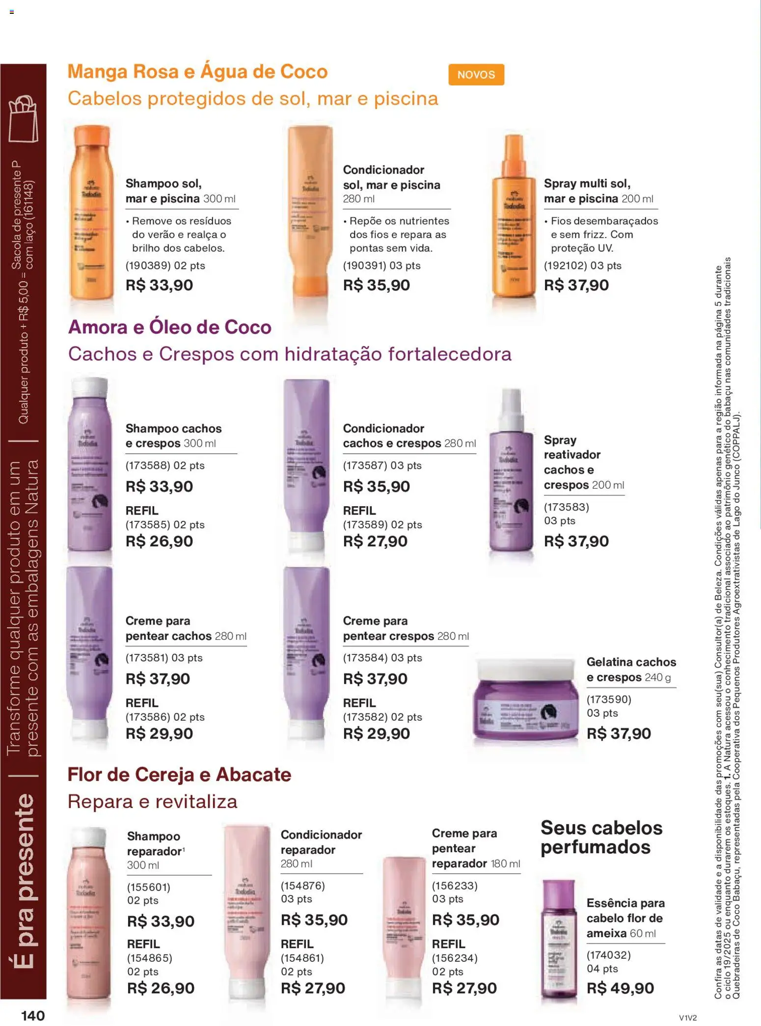 Natura Folheto - válido de 26.11.2025 | Página: 140 | Produtos: Coco, Shampoo, Água de coco, Creme para pentear