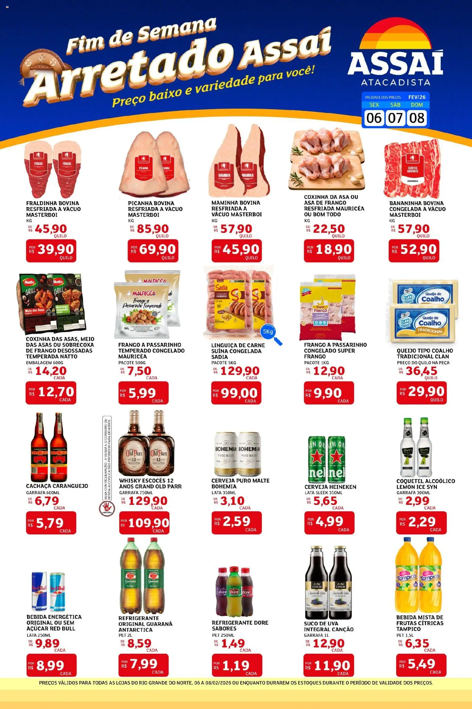 Assaí Atacadista Folheto - válido de 06.02.2026 | Página: 1 | Produtos: Guaraná, Maminha, Queijo, Carne