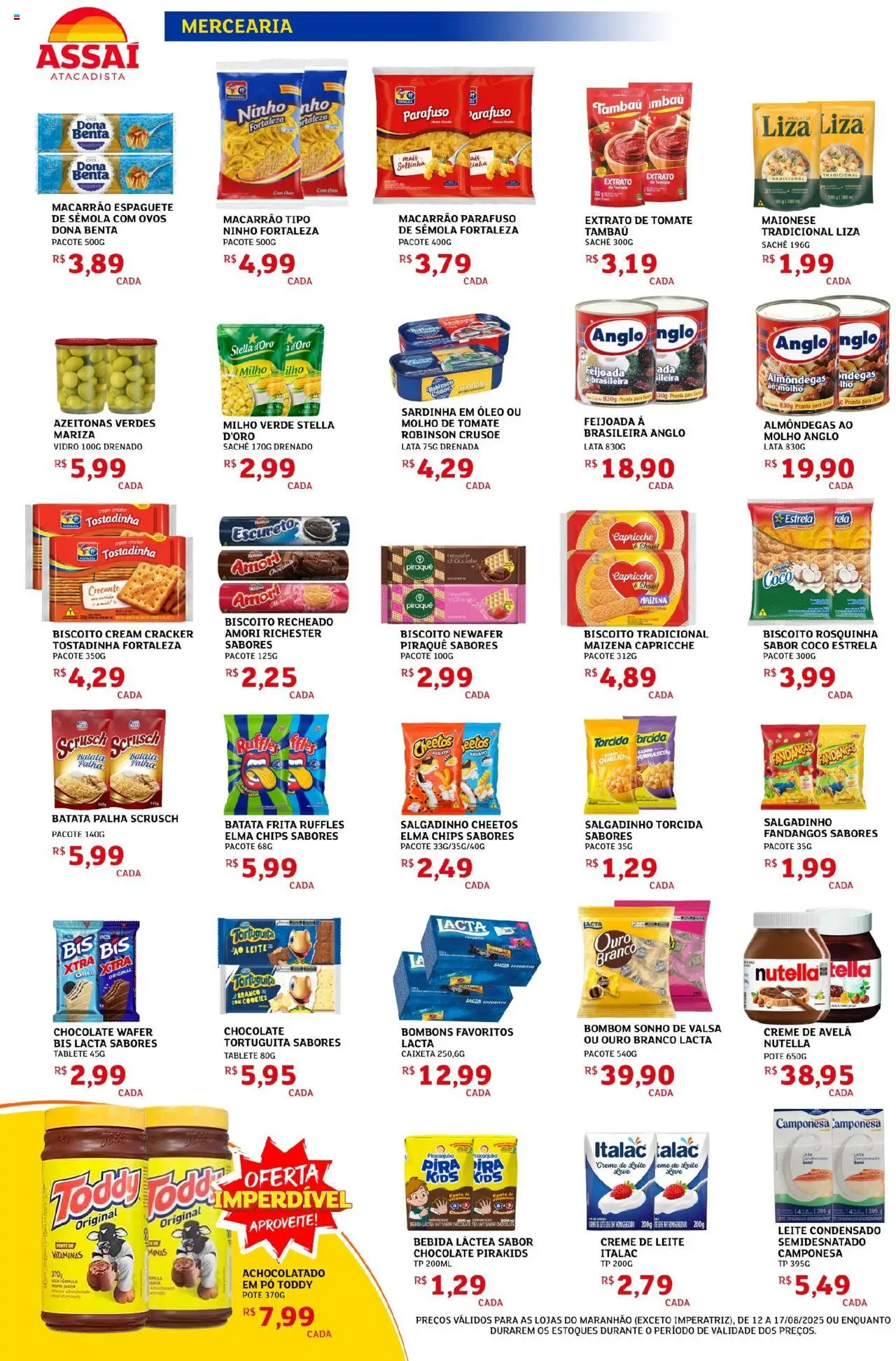 Assaí Atacadista Folheto - válido de 12.08.2025 | Página: 2 | Produtos: Achocolatado, Leite, Creme, Avelã