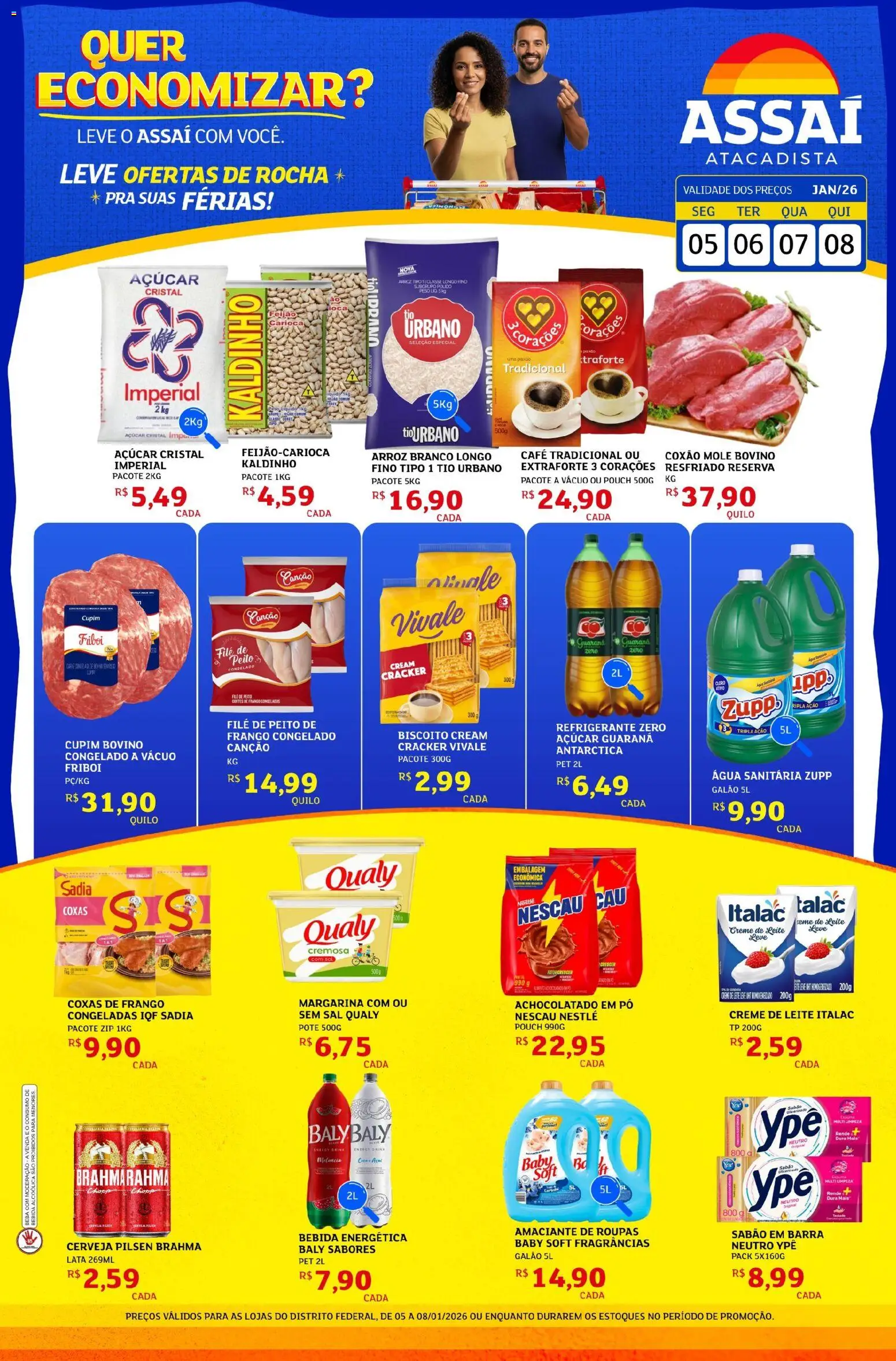 Assaí Atacadista Folheto - válido de 05.01.2026 | Página: 1 | Produtos: Pó, Achocolatado, Roupas, Sal