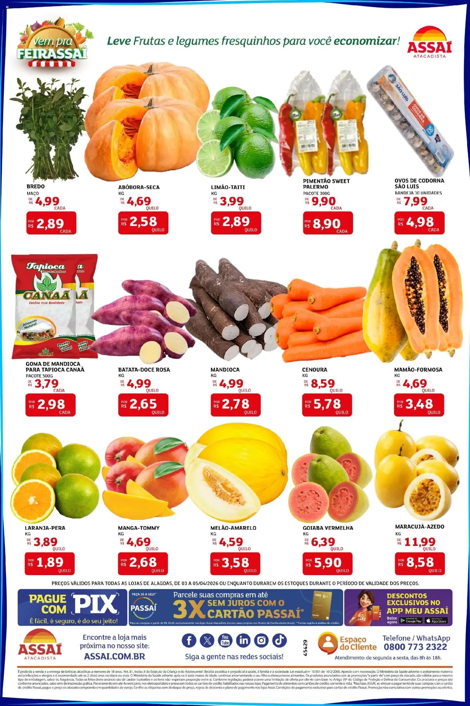 Assaí Atacadista Folheto - válido de 03.04.2026 | Página: 3 | Produtos: Ovos, Pneus, Cenoura, Bandeja