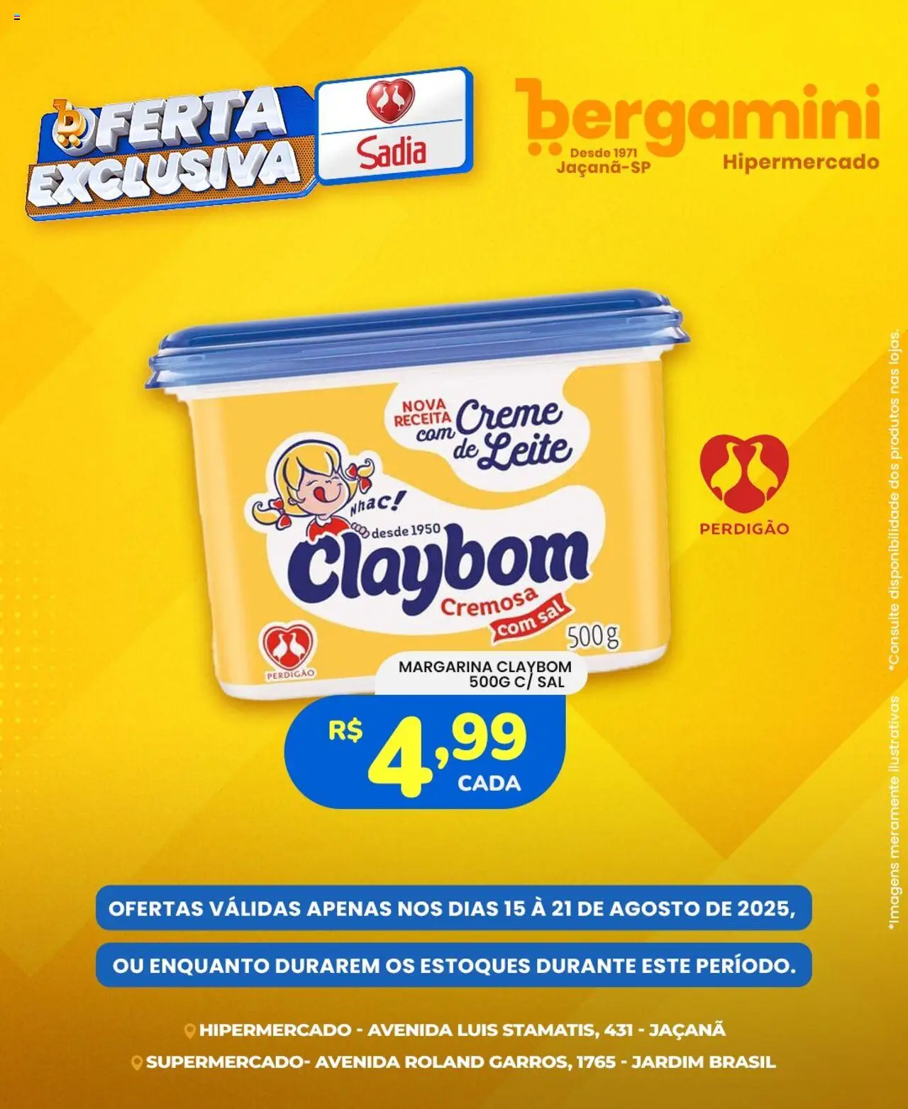Supermercado Bergamini Folheto - válido de 15.08.2025 | Página: 3 | Produtos: Leite, Creme, Sal, Margarina