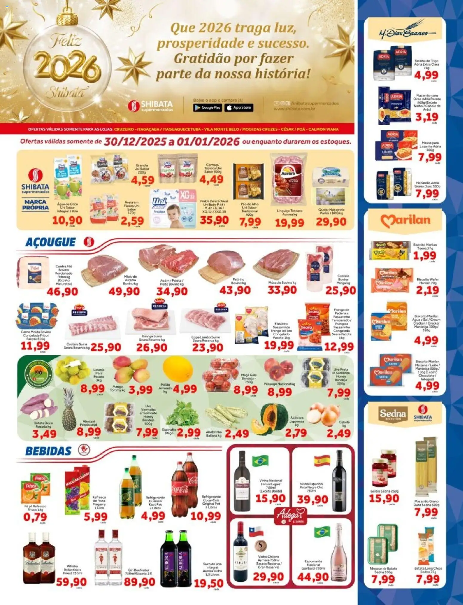 Shibata Folheto - válido de 30.12.2025 | Página: 1 | Produtos: Ovos, Gin, Baixo, Refrigerante