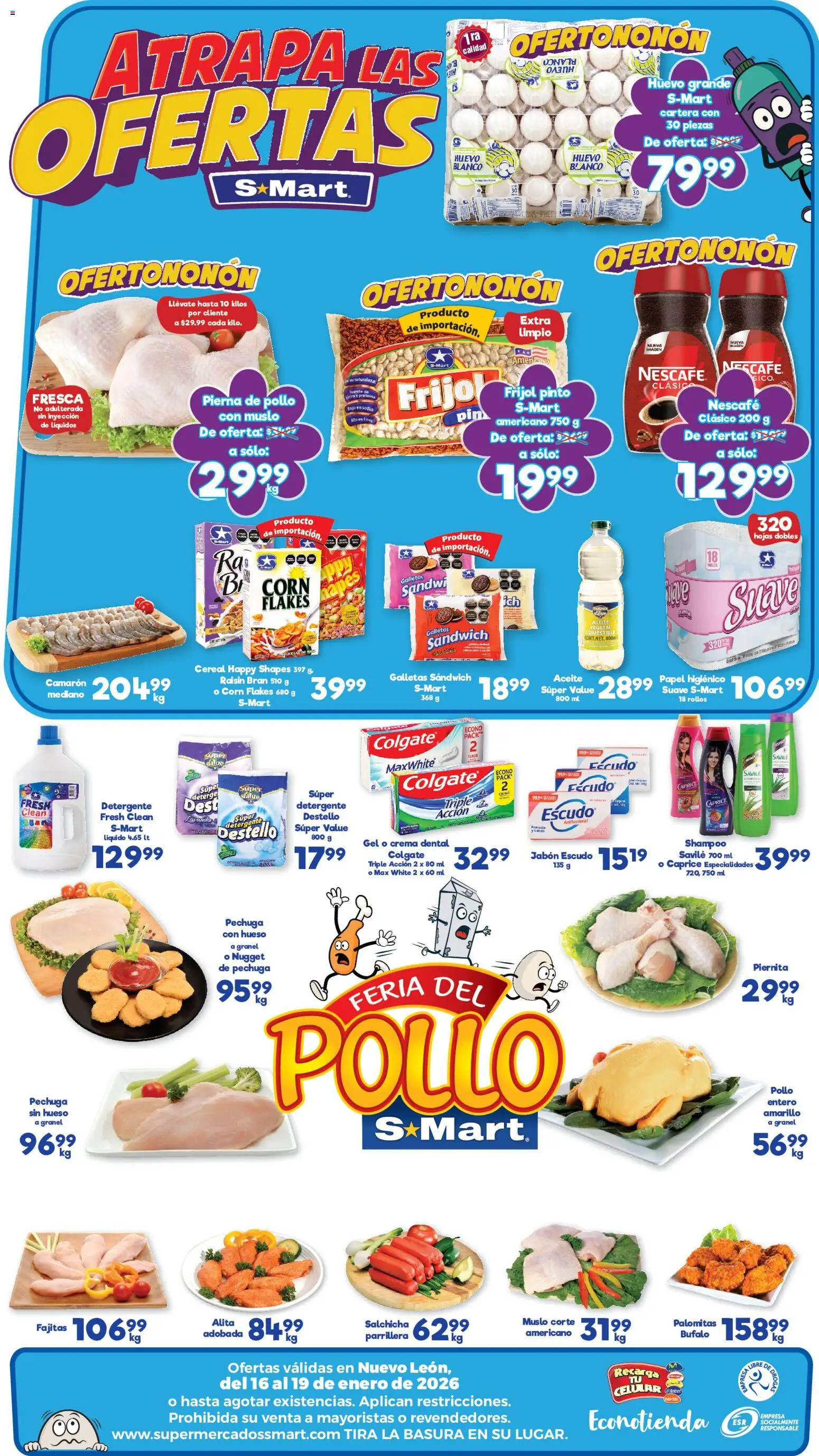 Nuevas ofertas de S-Mart válidas en toda la República Mexicana desde el 16.01.2026. ¡Encuentra las mejores ofertas en S-Mart folleto Monterrey! | Página: 2 | Productos: Crema, Huevo, Galletas, Papel higiénico