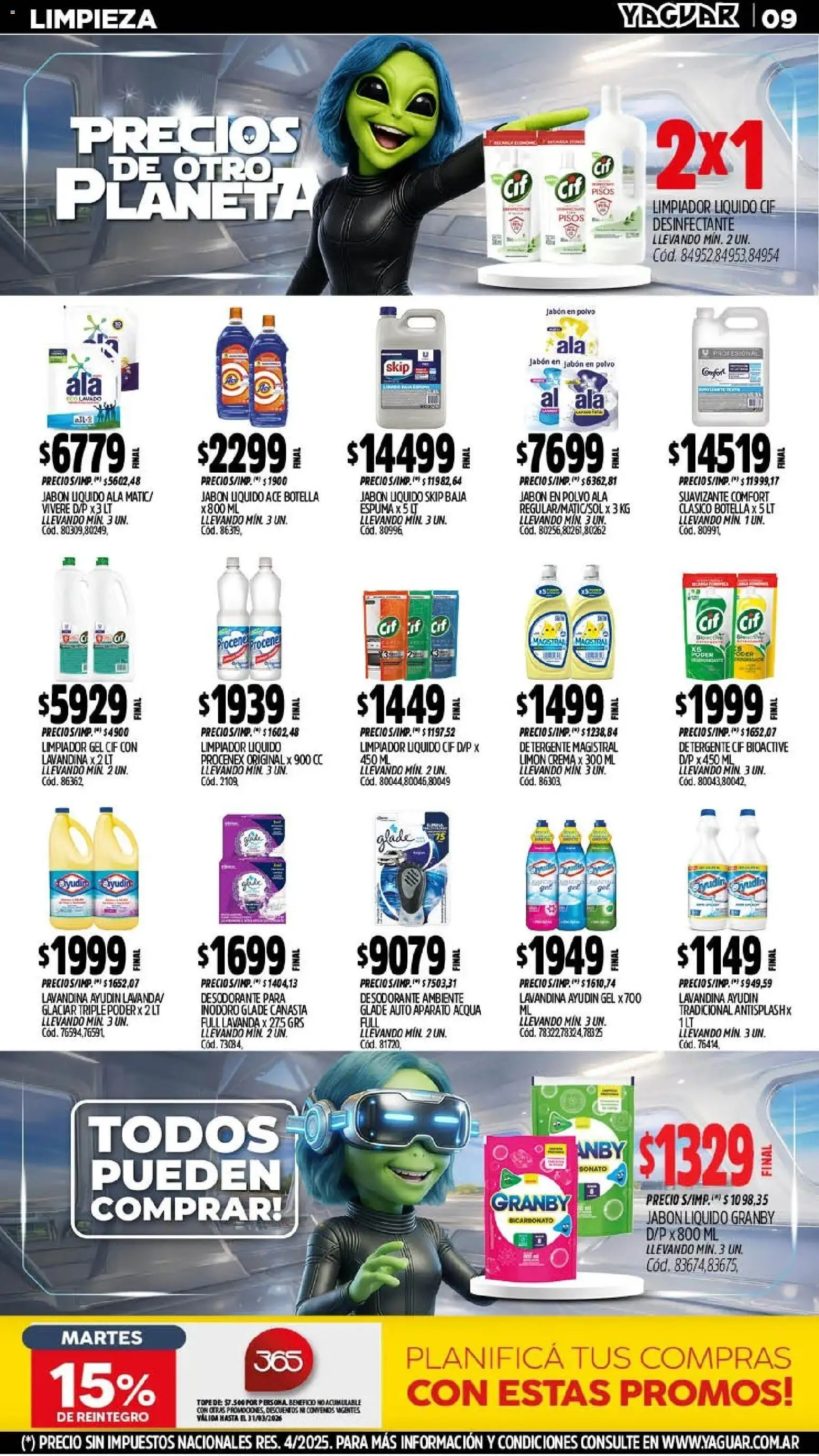 Yaguar - Oferta Semanal Mendoza │ válido desde el 09.03.2026 | Página: 9 | Productos: Jabón líquido, Jabón, Jabón en polvo, Limpiador