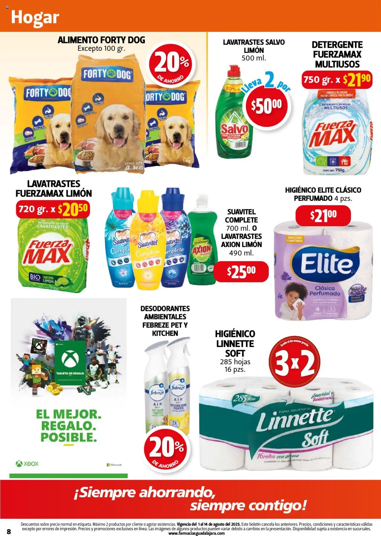Nuevas ofertas de Farmacia Guadalajara válidas en toda la República Mexicana desde el 01.08.2025. ¡Encuentra las mejores ofertas en Farmacia Guadalajara - Catálogo! | Página: 8 | Productos: Detergente, Limón, Polvo, Xbox
