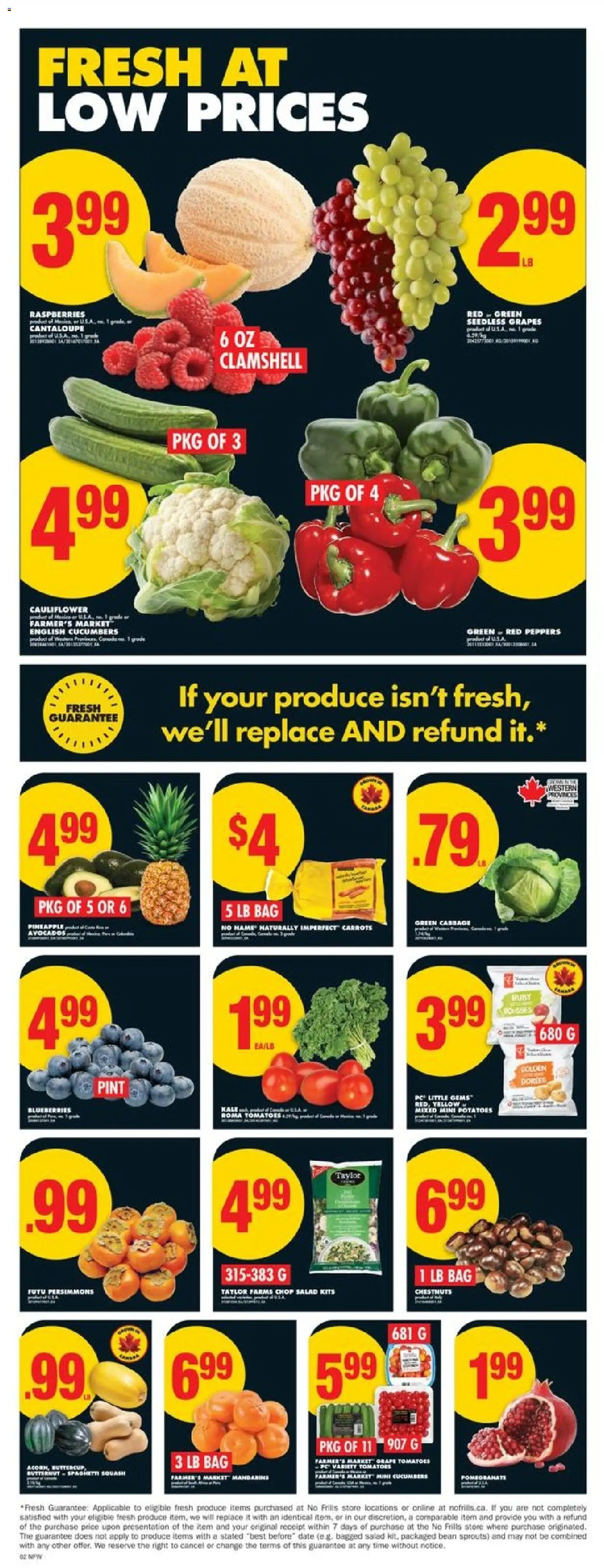 No Frills flyer valid from 13.11.2025 | Page: 2 | Products: Cucumbers, Salad, PC, Tomatoes