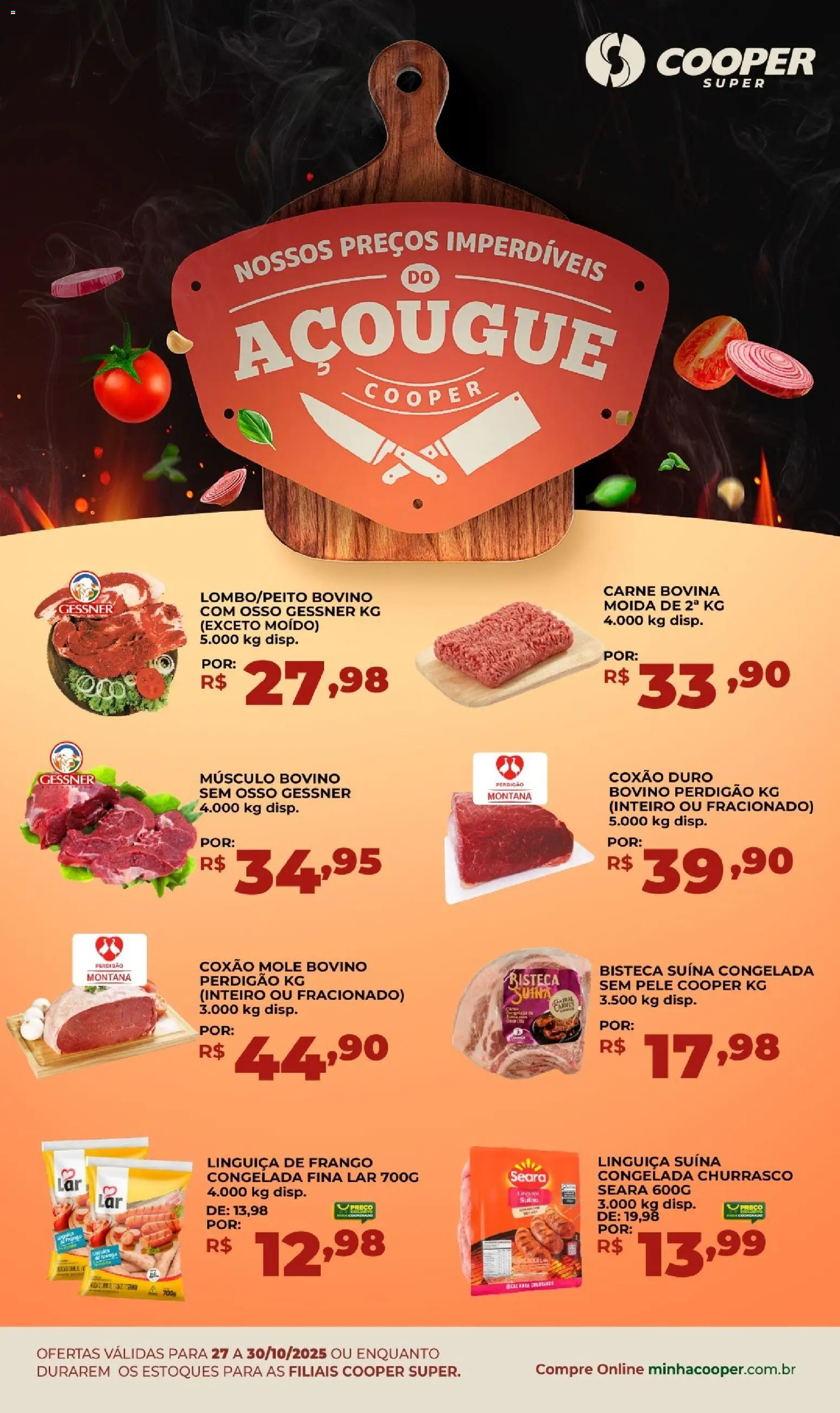 Cooper Folheto - válido de 27.10.2025 | Página: 1 | Produtos: Linguiça, Carne, Frango