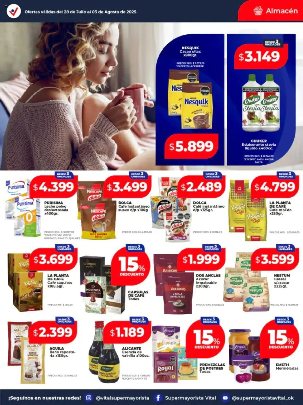 Vital - Ofertas │ válido desde el 28.07.2025 | Página: 15 | Productos: Azucar, Edulcorante, Leche, Cacao