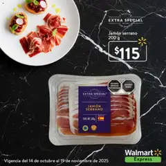 Vista previa de Walmart Express folleto Jamón Serrano, nuevo folleto de la tienda, válido en México a partir del 14.10.2025