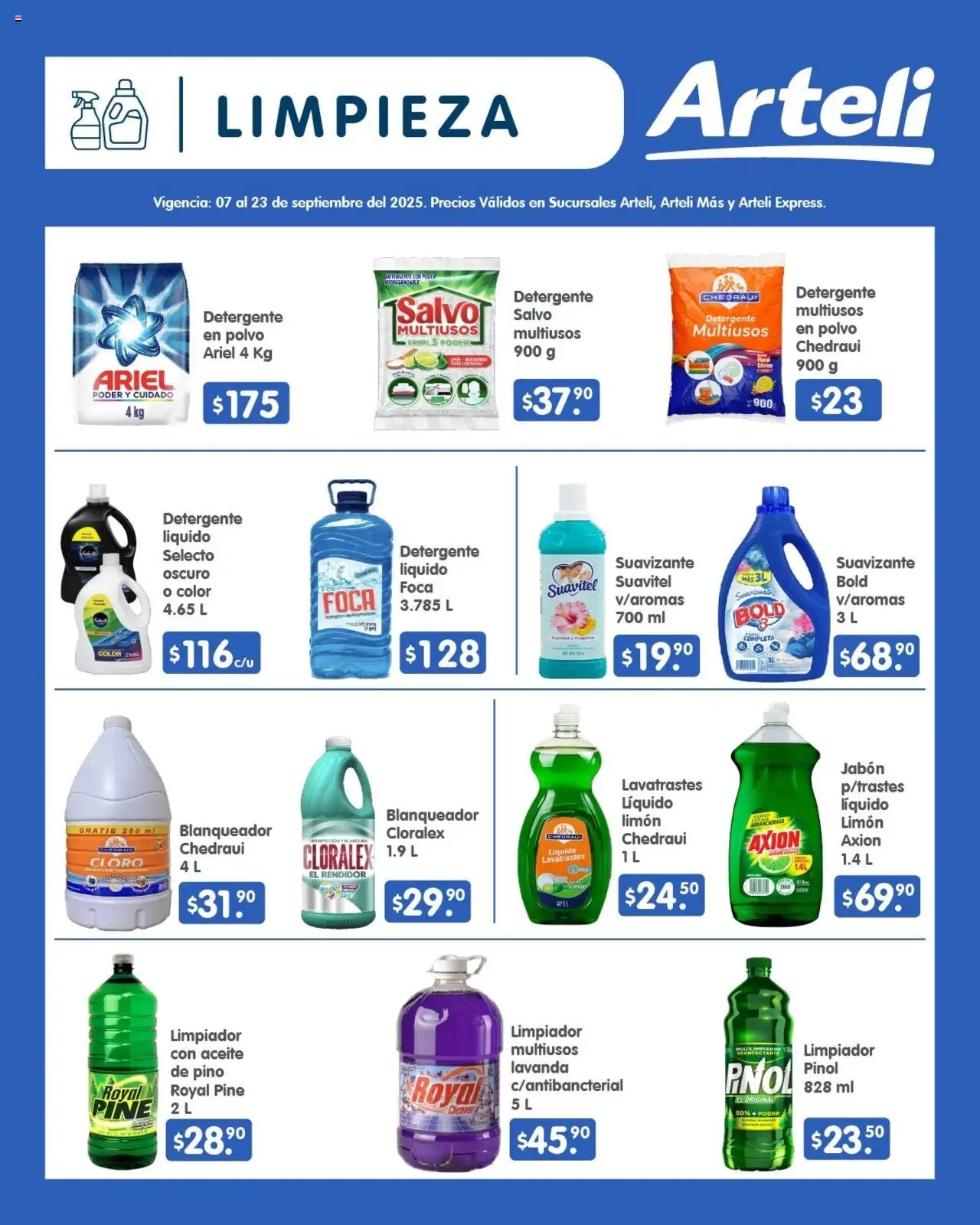 Nuevas ofertas de Arteli válidas en toda la República Mexicana desde el 07.09.2025. ¡Encuentra las mejores ofertas en Arteli - Folleto Quincenal! | Página: 14 | Productos: Detergente, Aceite, Cloro, Polvo