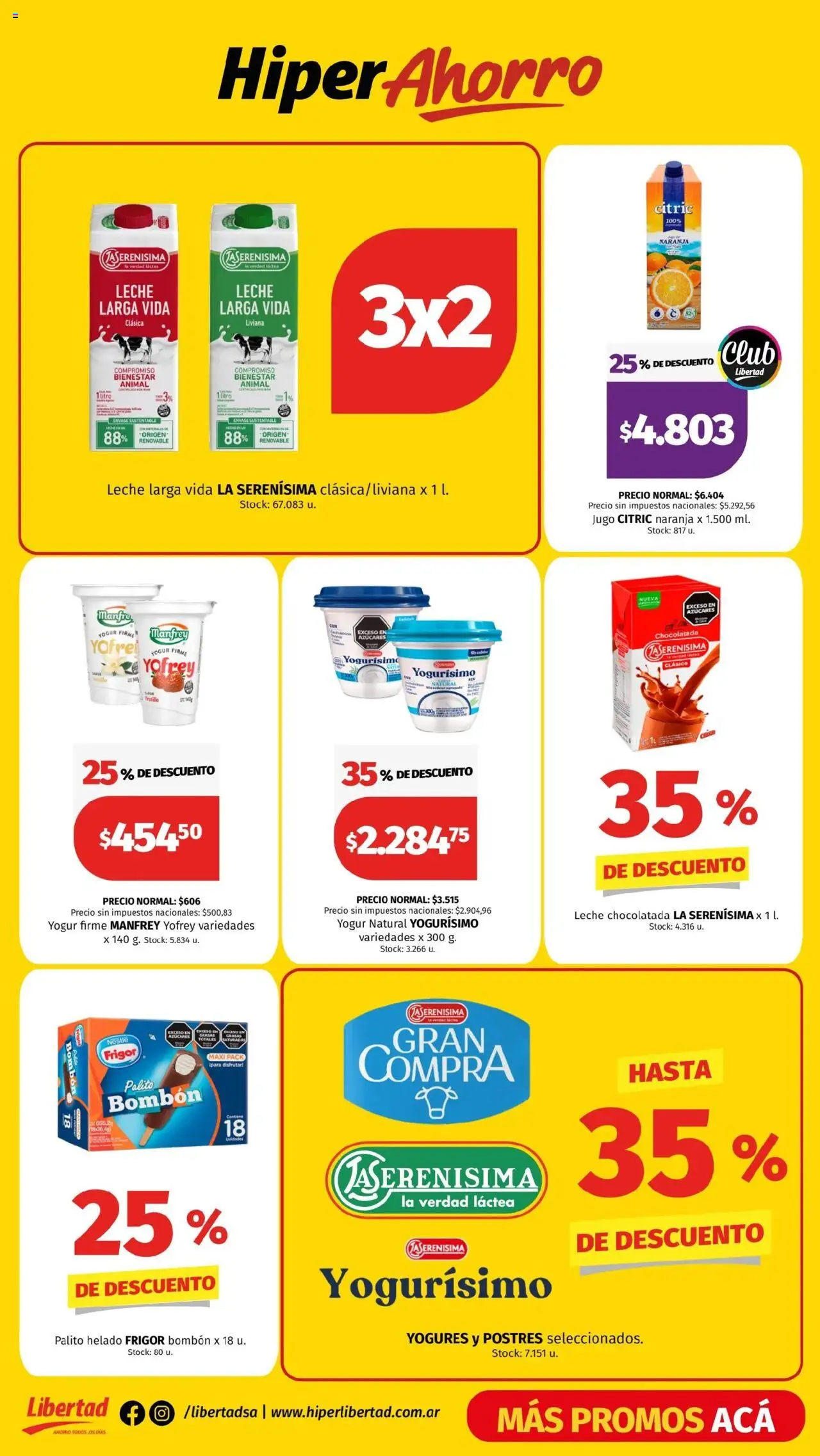 Hipermercado Libertad catálogo │ válido desde el 06.08.2025 | Página: 5 | Productos: Helado, Leche, Yogur, Chocolatada