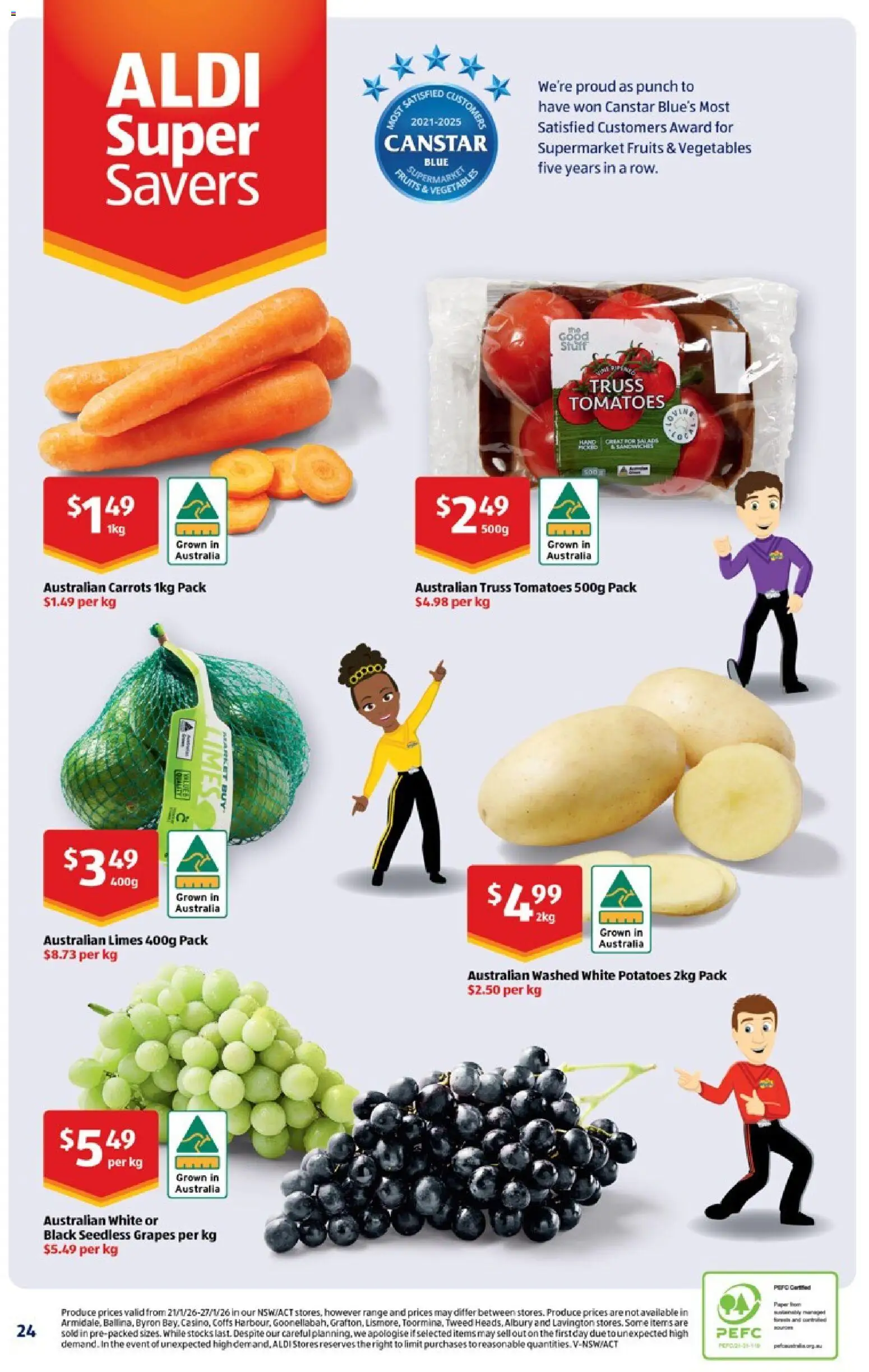 Aldi catalogue - valid from 28.01.2026 | Page: 24 | Products: Tomatoes, Carrots, Fruits, Grapes