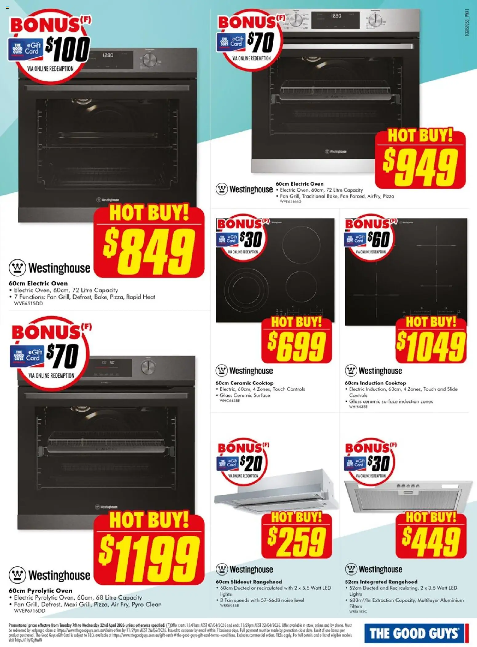 The Good Guys catalogue - valid from 06.04.2026 | Page: 4 | Products: Chain, Oven, Cooktop, Fan