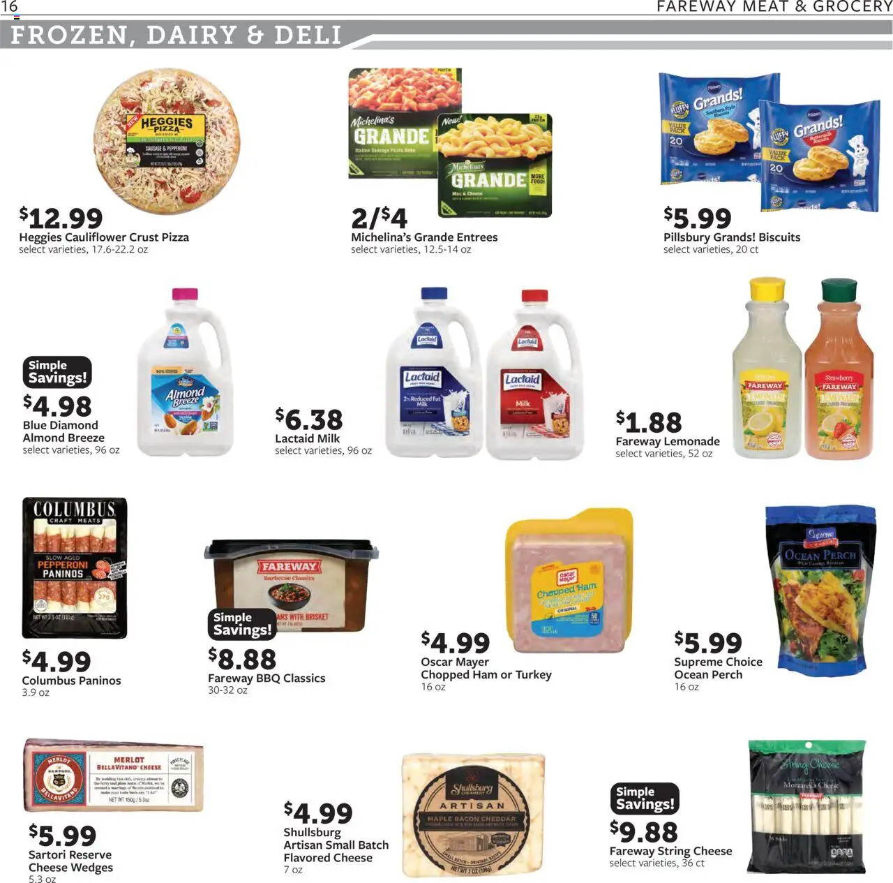 Fareway Weekly Ad - valid from 18.08.2025 | Page: 16 | Products: Milk, Ham, Pizza, Cauliflower