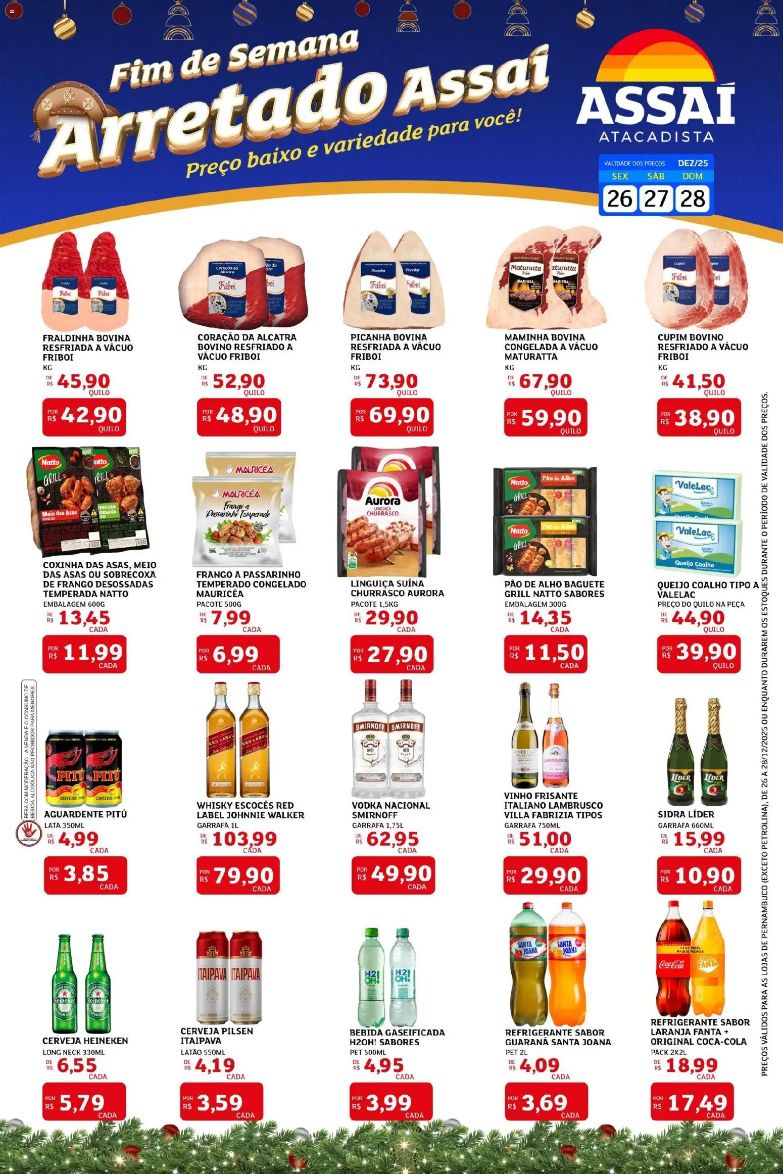 Assaí Atacadista Folheto - válido de 26.12.2025 | Página: 1 | Produtos: Guaraná, Cerveja, Queijo coalho, Bebida
