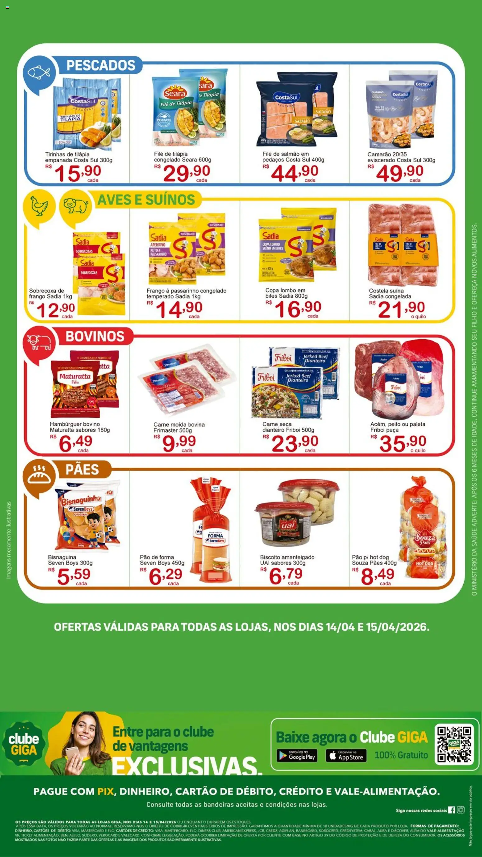 GIGA Atacado Folheto - válido de 14.04.2026 | Página: 2 | Produtos: Lombo, Pão, Tilápia, Carne moída