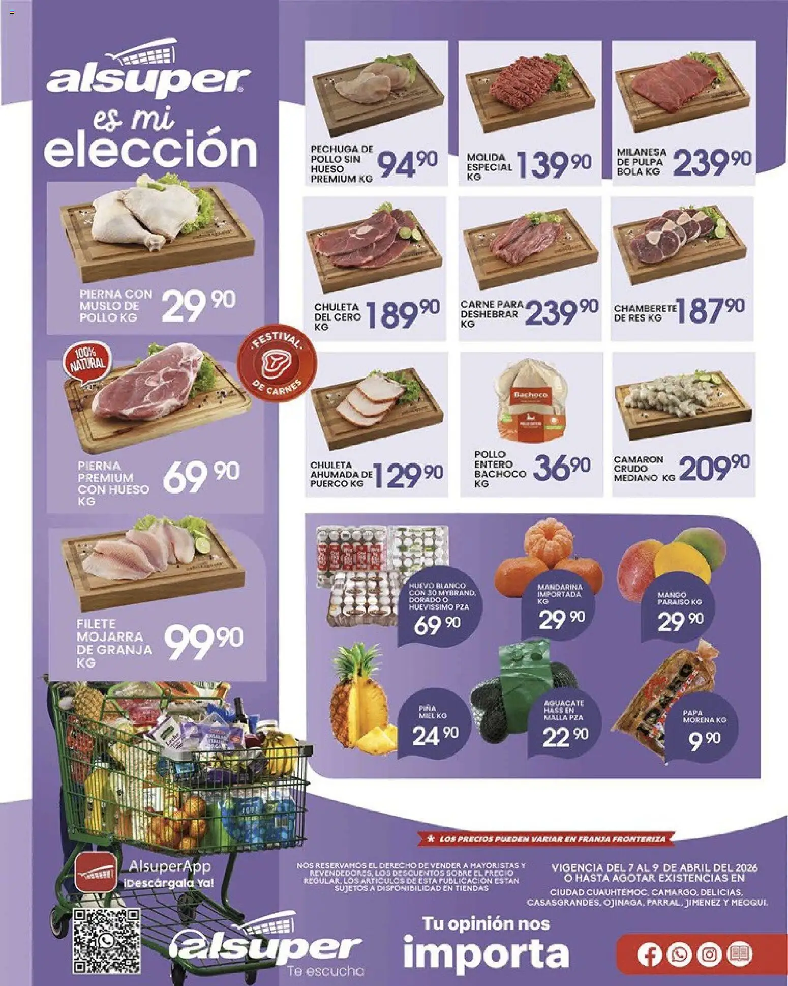 Nuevas ofertas de Alsuper válidas en toda la República Mexicana desde el 07.04.2026. ¡Encuentra las mejores ofertas en Alsuper folleto Casas Grandes! | Página: 1 | Productos: Milanesa, Huevo, Aguacate, Sobre