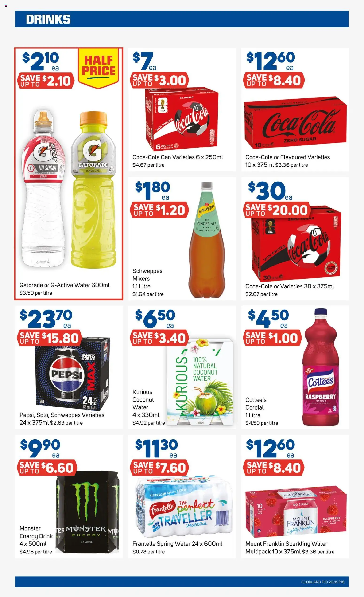 Foodland catalogue - valid from 04.03.2026 | Page: 18 | Products: Ginger, Coca Cola, Pepsi, Raspberry