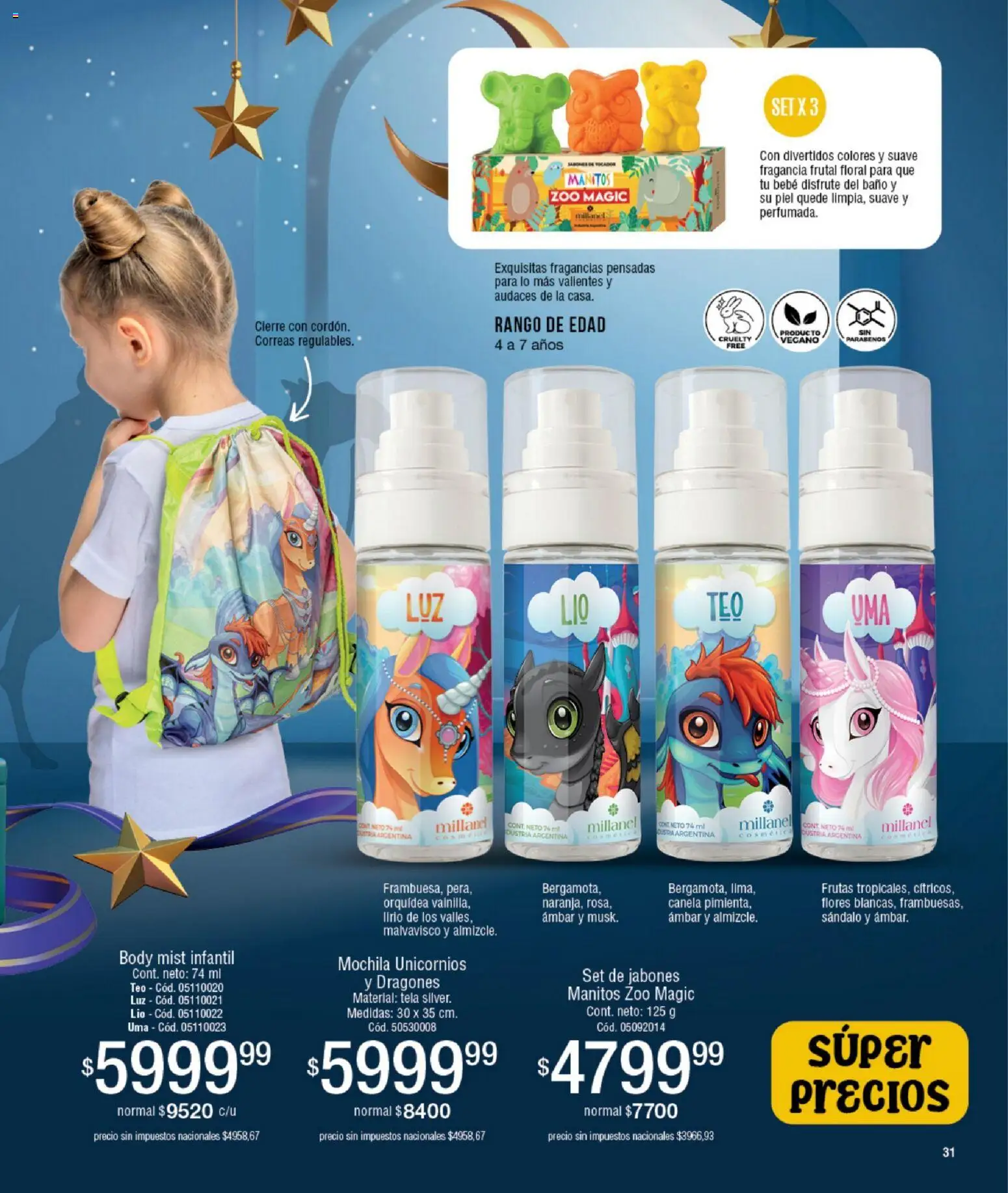 Millanel - Catálogo │ válido desde el 08.12.2025 | Página: 31 | Productos: Body, Baño, Fragancia, Mochila