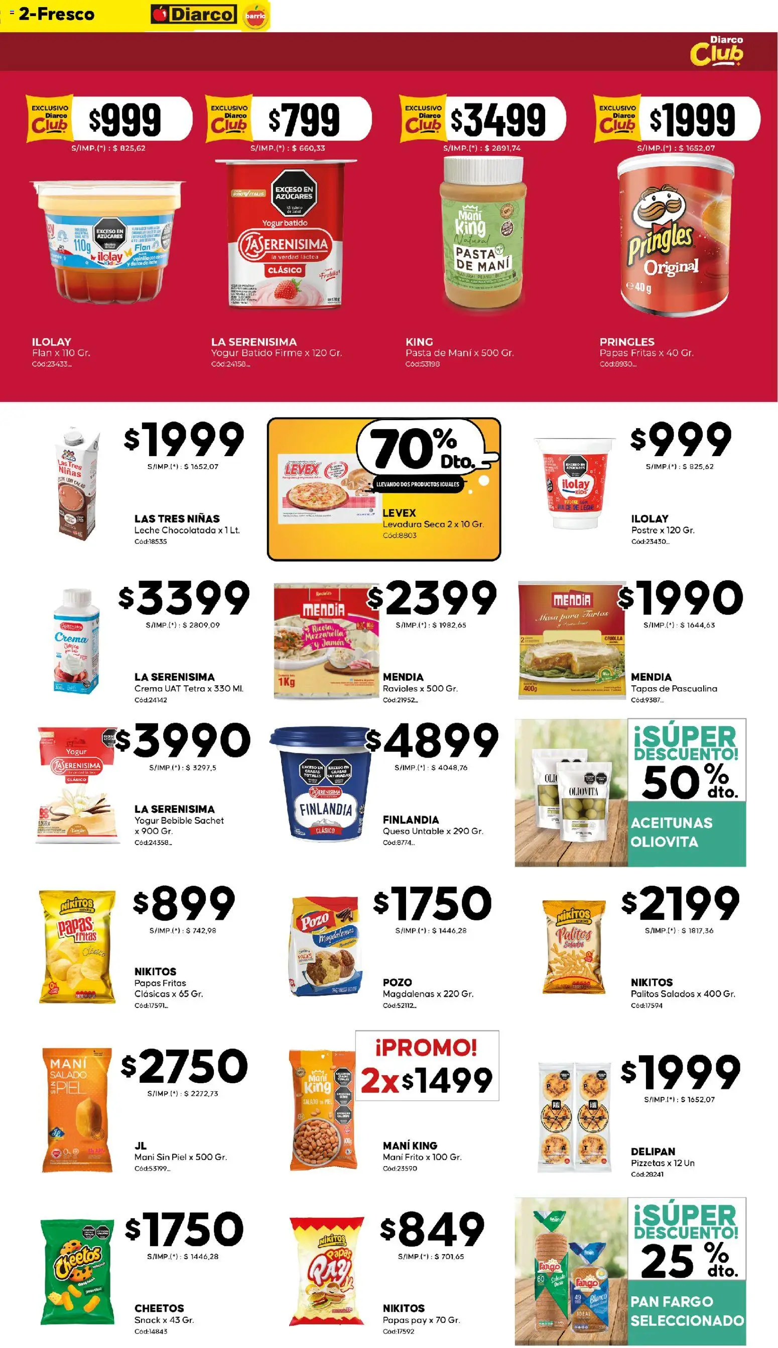 Diarco - Ofertas Diarco Barrio │ válido desde el 23.03.2026 | Página: 2 | Productos: Queso, Chocolatada, Pasta, Papas fritas
