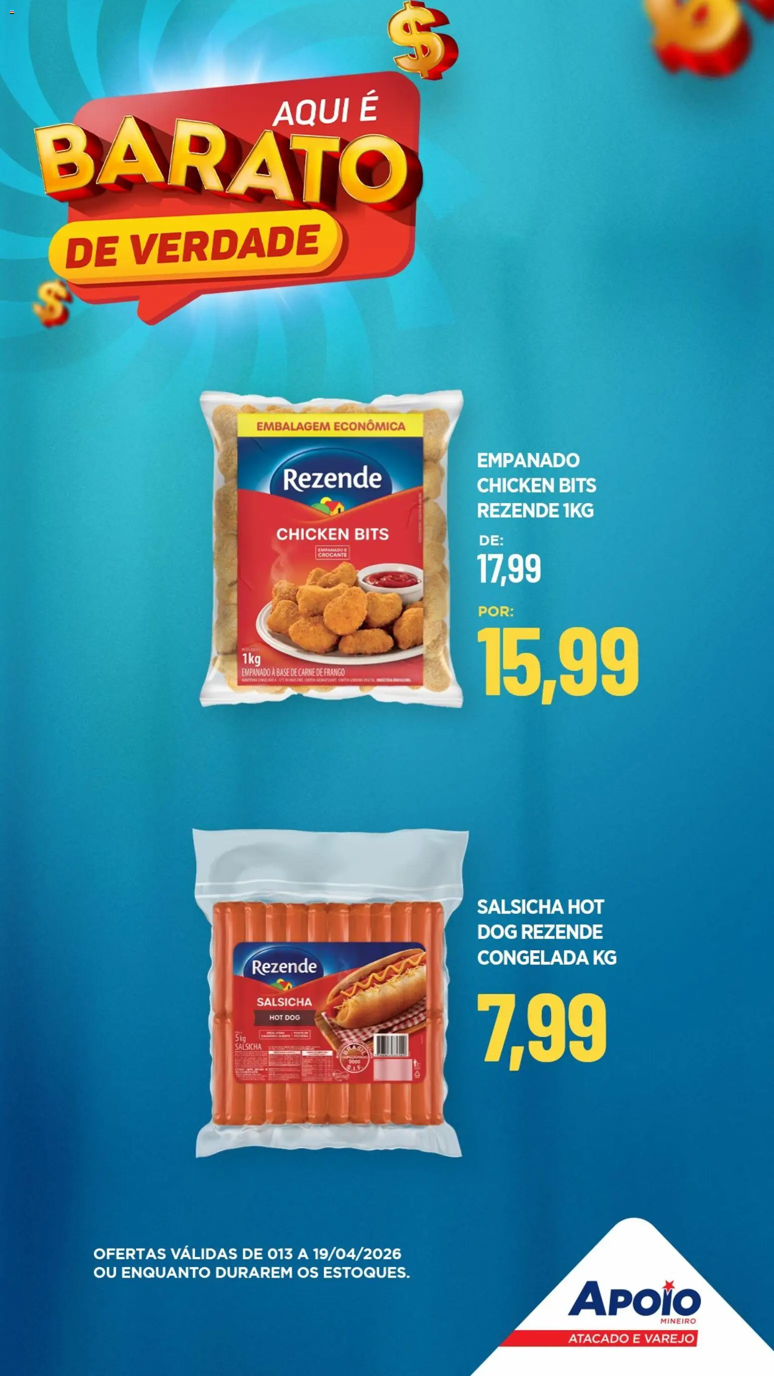 Apoio Mineiro Folheto - válido de 13.04.2026 | Página: 10 | Produtos: Salsicha, Carne de frango, Base, Carne