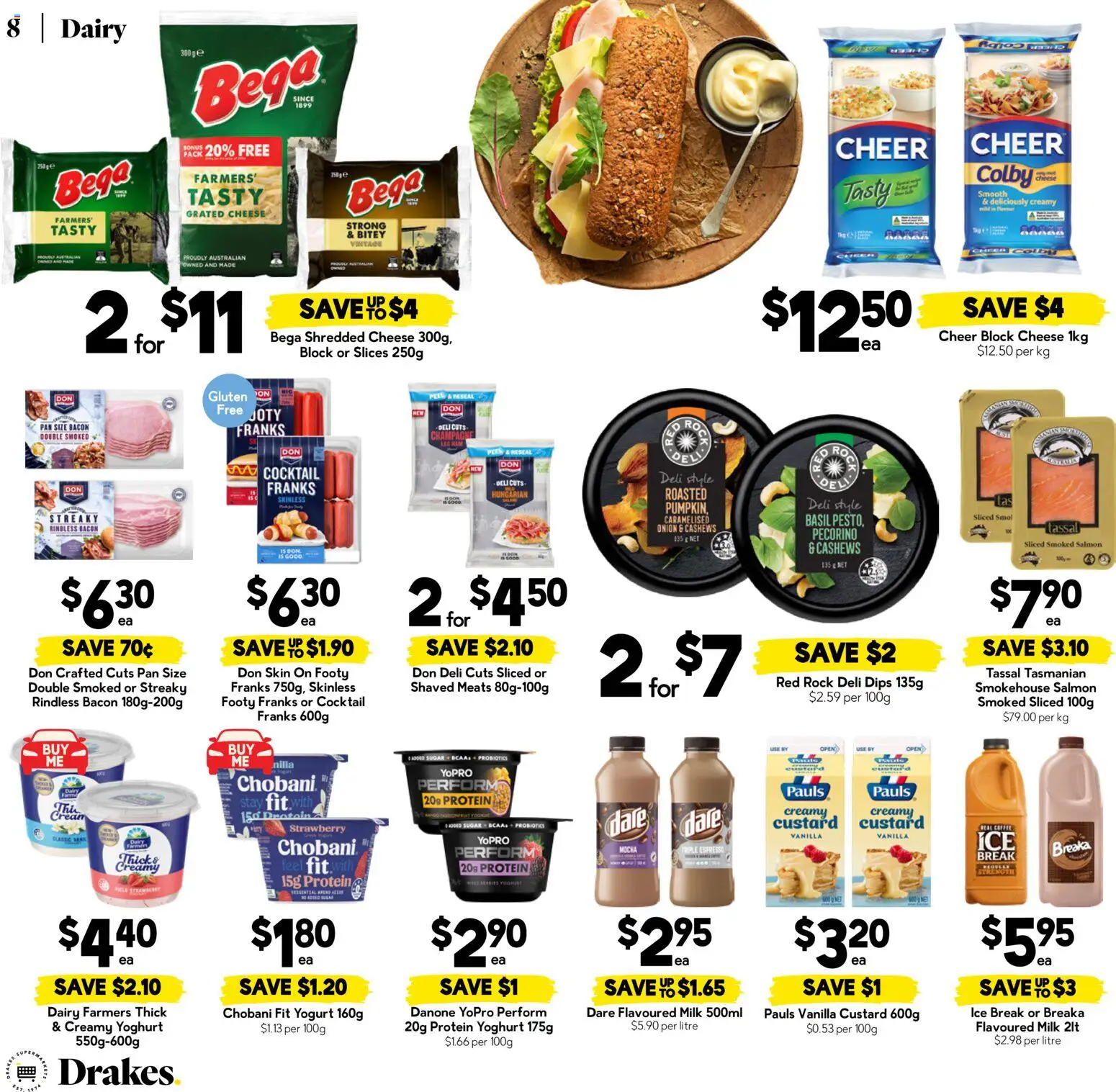 Drakes catalogue - valid from 29.04.2026 | Page: 8 | Products: Bacon, Milk, Dairy, Cheese