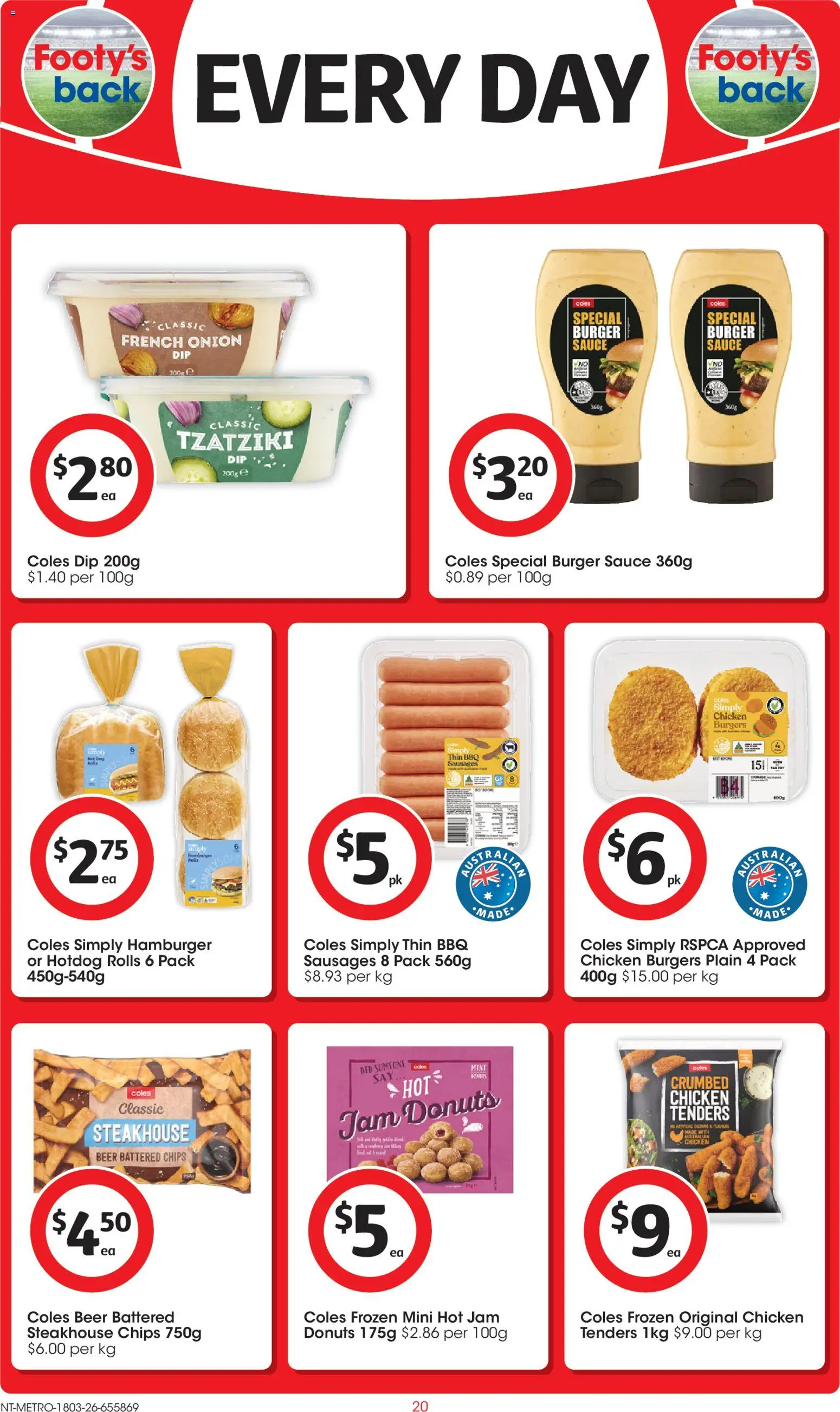 Coles catalogue - valid from 18.03.2026 | Page: 20 | Products: Donuts, Beer, Chicken, Sauce