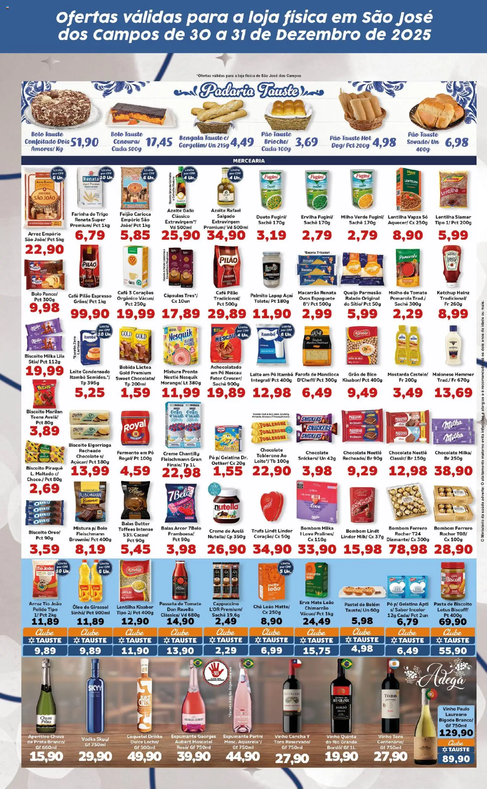 Tauste Folheto - válido de 30.12.2025 | Página: 3 | Produtos: Leite, Pasta, Queijo parmesão, Leite em pó