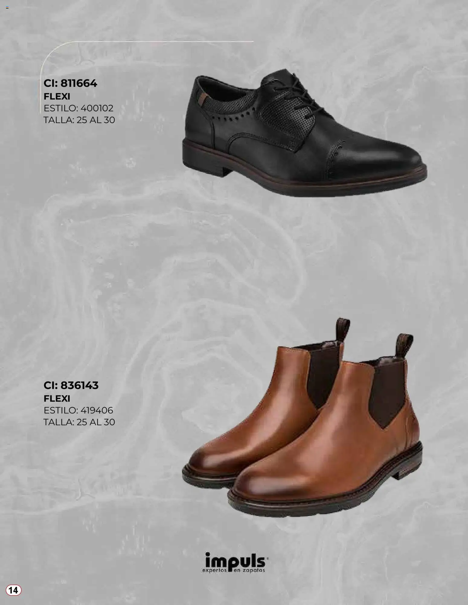 Nuevas ofertas de Impuls válidas en toda la República Mexicana desde el 04.11.2025. ¡Encuentra las mejores ofertas en Impuls catálogo De Calzado Flexi 2025! | Página: 14 | Productos: Zapatos