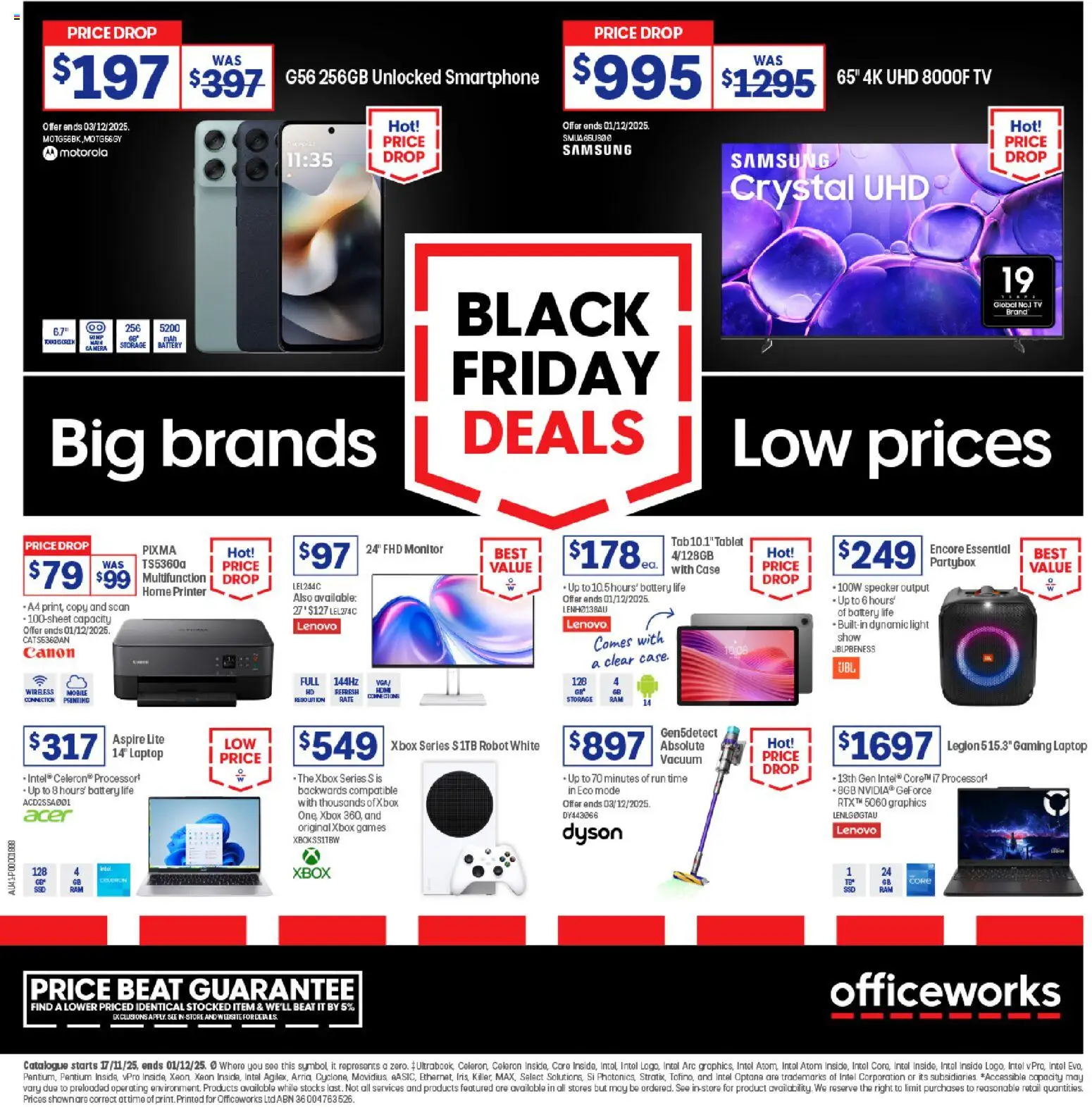 Officeworks catalogue - valid from 17.11.2025 | Page: 1 | Products: Light, Monitor, Case, Mobile