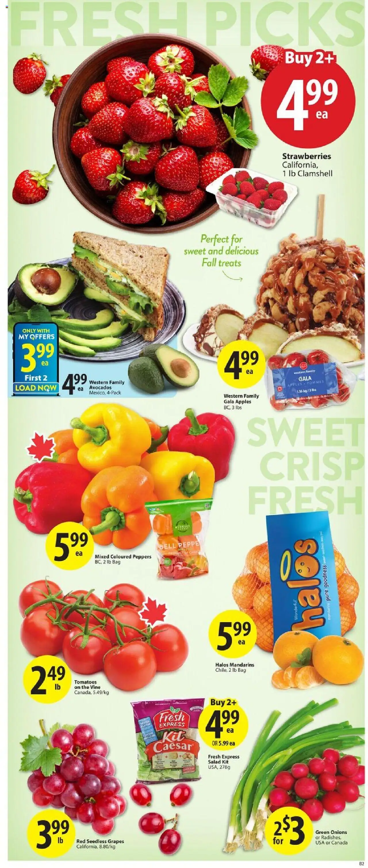 Save on foods flyer valid from 16.10.2025 | Page: 4 | Products: Strawberries, Salad, Apples, Tomatoes