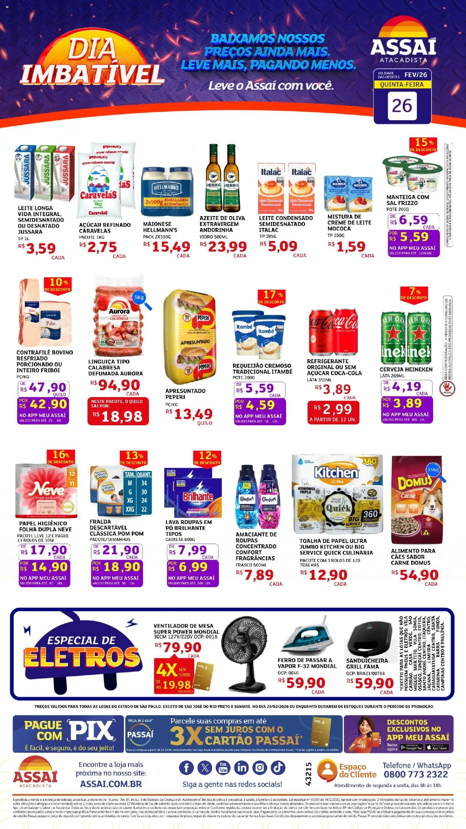Assaí Atacadista Folheto - válido de 26.02.2026 | Página: 1 | Produtos: Cerca, Manteiga, Roupas, Sal
