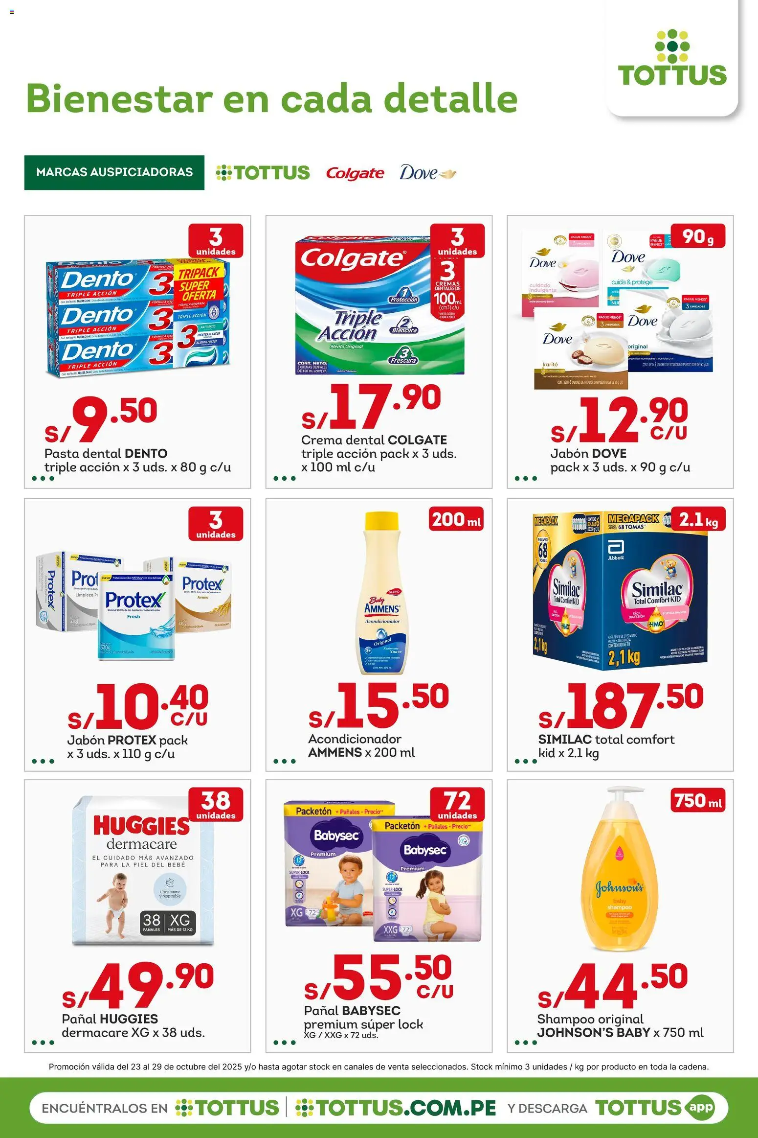 Catálogo Tottus válido desde 23.10.2025 | Página: 10 | Productos: Shampoo, Acondicionador, Jabón, Pasta