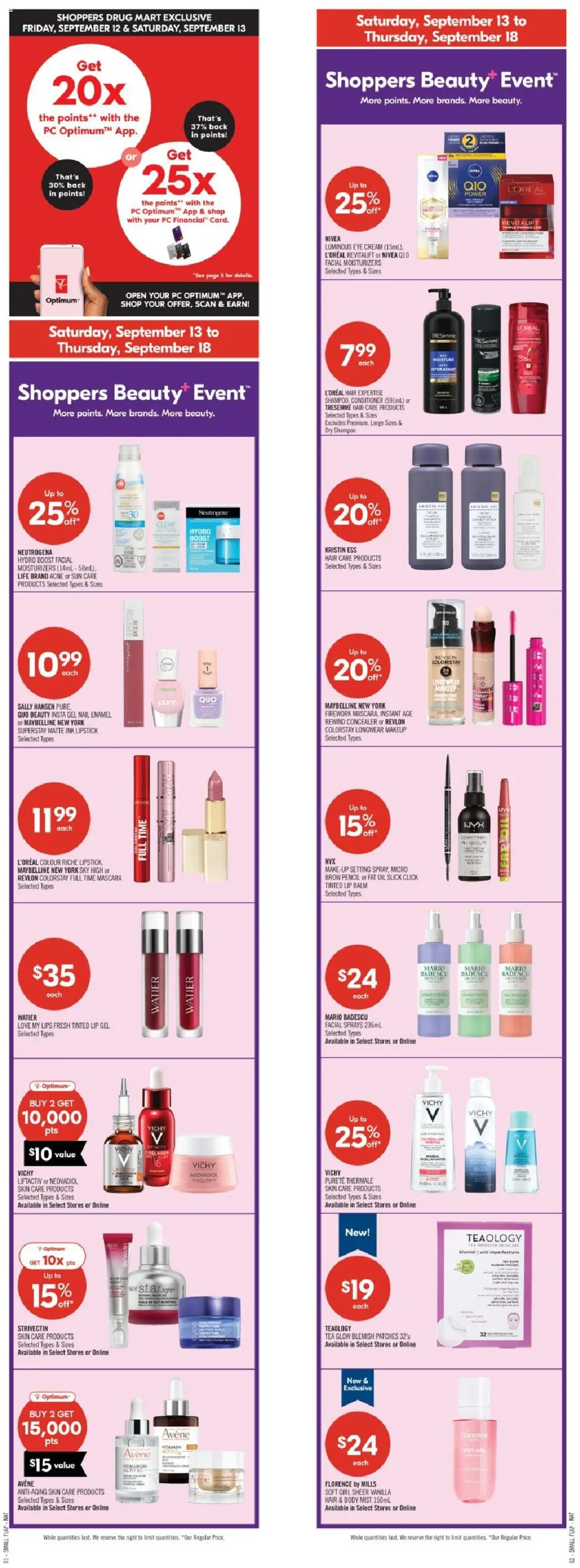 Shoppers flyer valid from 13.09.2025 | Page: 2 | Products: PC, Concealer, Conditioner, Oil