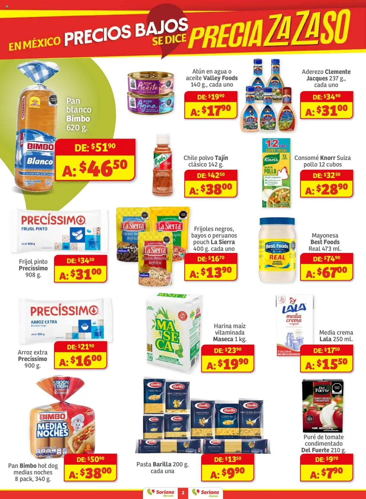 Nuevas ofertas de Soriana válidas en toda la República Mexicana desde el 01.08.2025. ¡Encuentra las mejores ofertas en Soriana - Preciazazaso Mercado: BCS, Jal, Nay, Sin, Son! | Página: 2 | Productos: Pollo, Crema, Arroz, Sierra