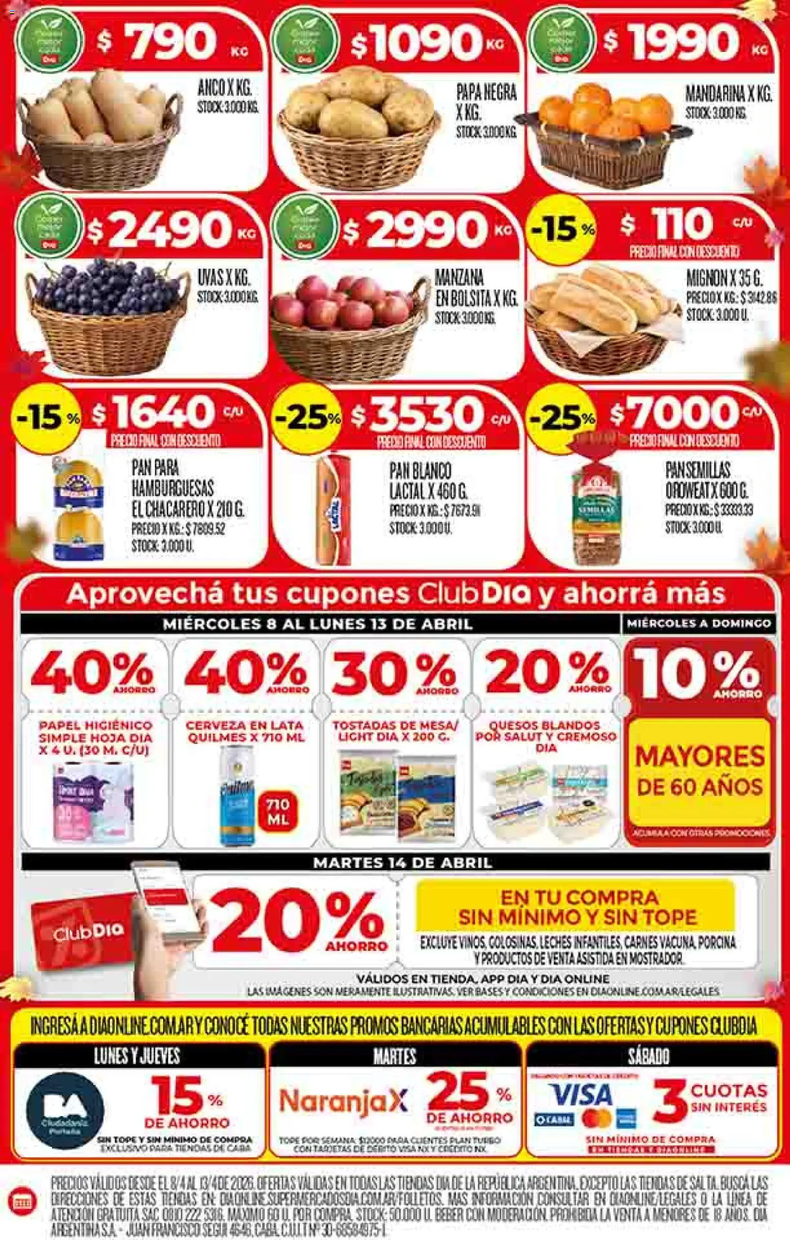 Dia - Ofertas │ válido desde el 08.04.2026 | Página: 4 | Productos: Papel higiénico, Papa, Manzana, Pan