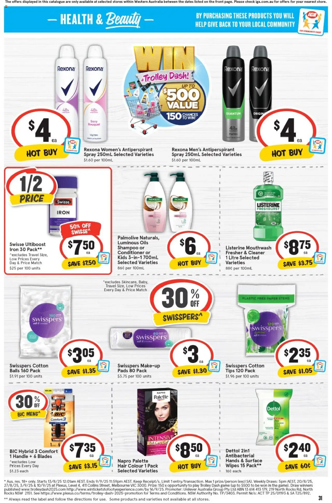 IGA catalogue - valid from 13.08.2025 | Page: 31 | Products: Hair colour, Mouthwash, Trolley, Iron