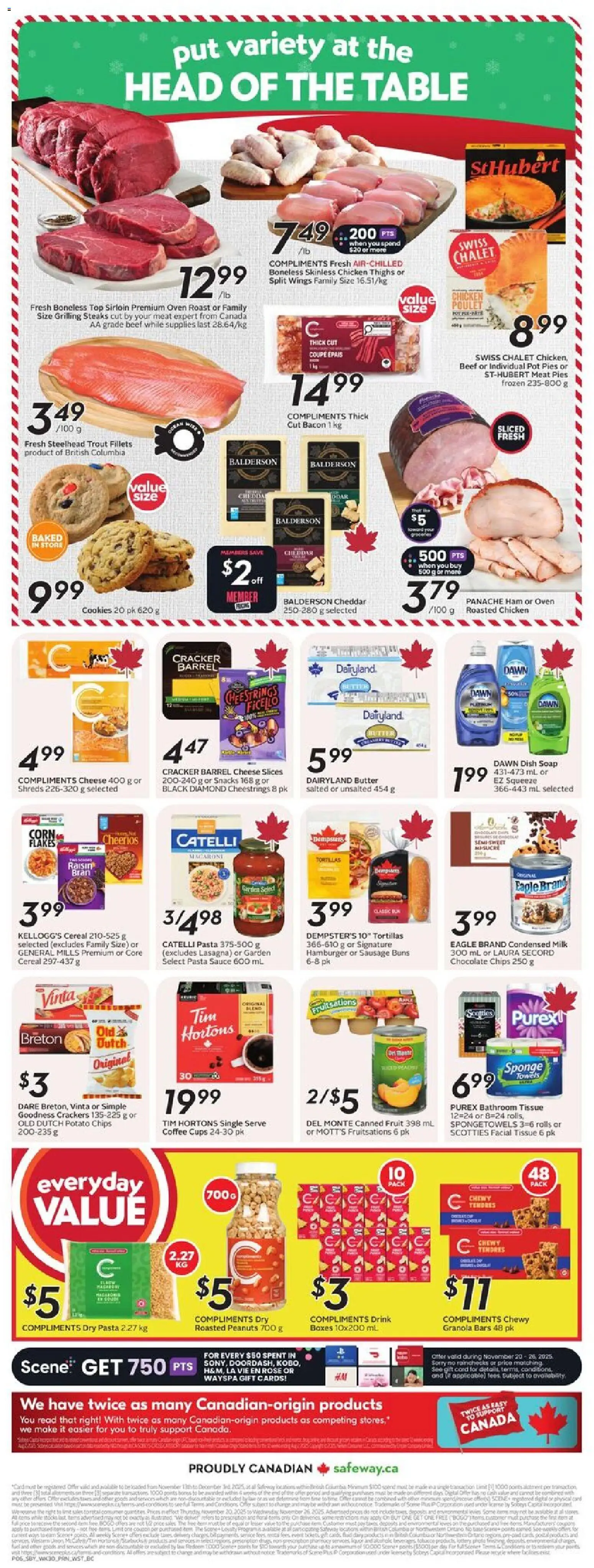 Safeway flyer valid from 20.11.2025 | Page: 4 | Products: Chips, Oven, Coffee, Chocolate