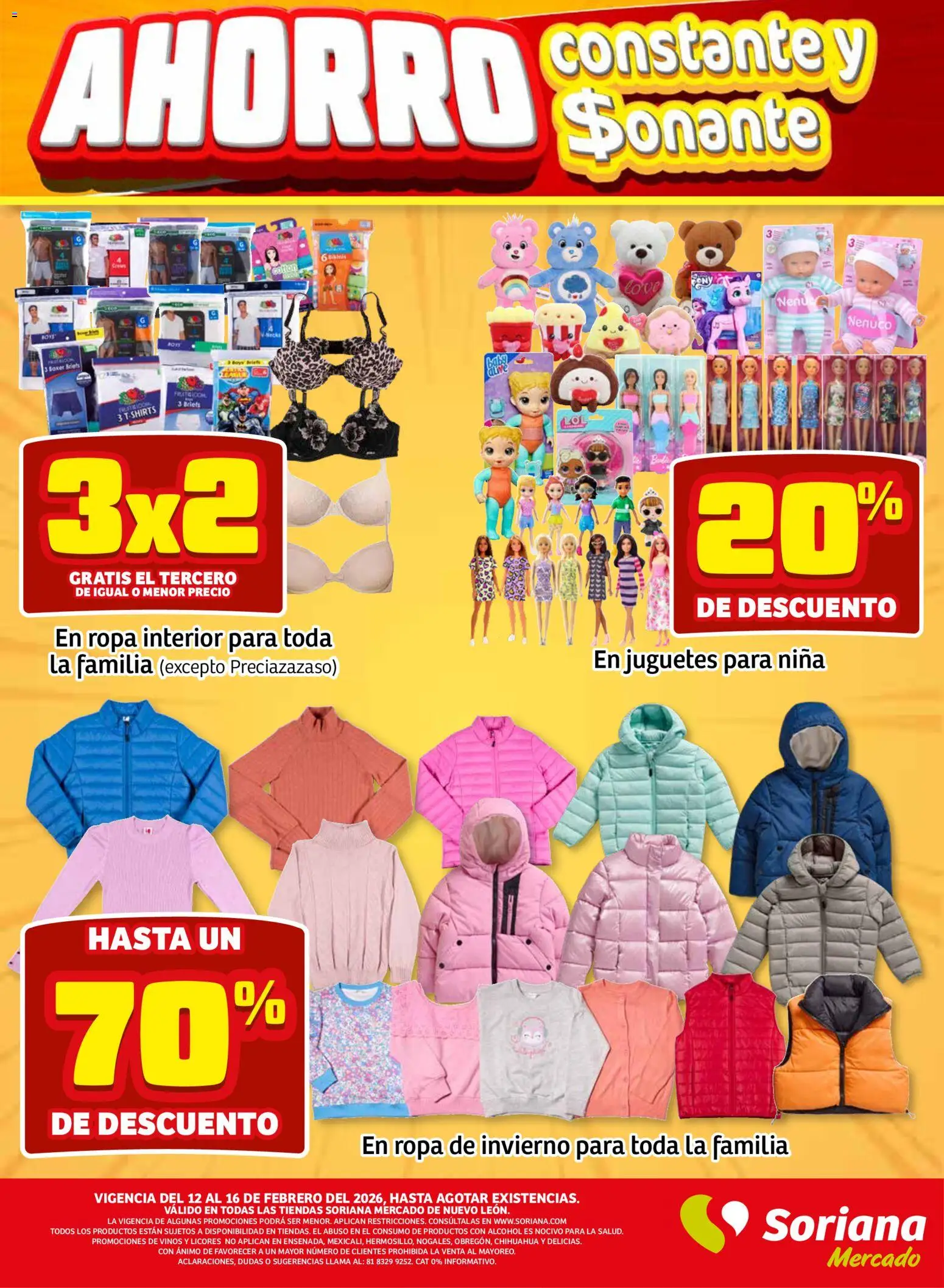 Nuevas ofertas de Soriana válidas en toda la República Mexicana desde el 12.02.2026. ¡Encuentra las mejores ofertas en Soriana - Fin de Semana Mercado: Nuevo León! | Página: 10 | Productos: Ropa, Ropa interior