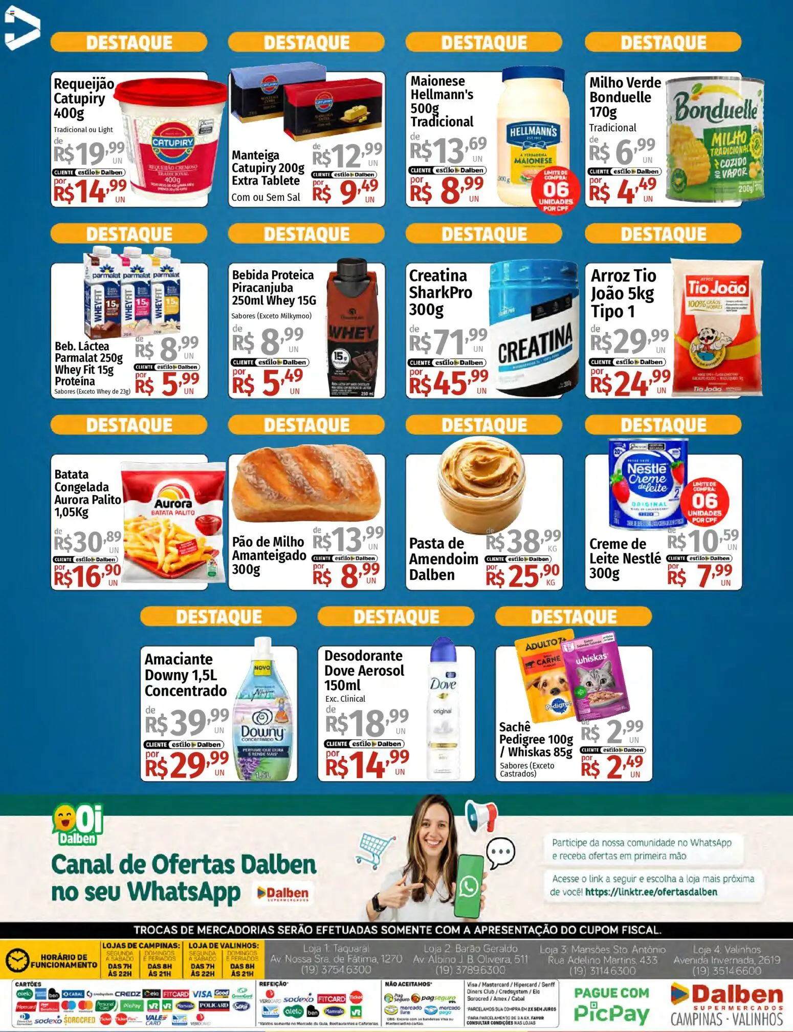 Supermercado Dalben Folheto - válido de 04.04.2026 | Página: 2 | Produtos: Leite, Pão, Carne, Sal