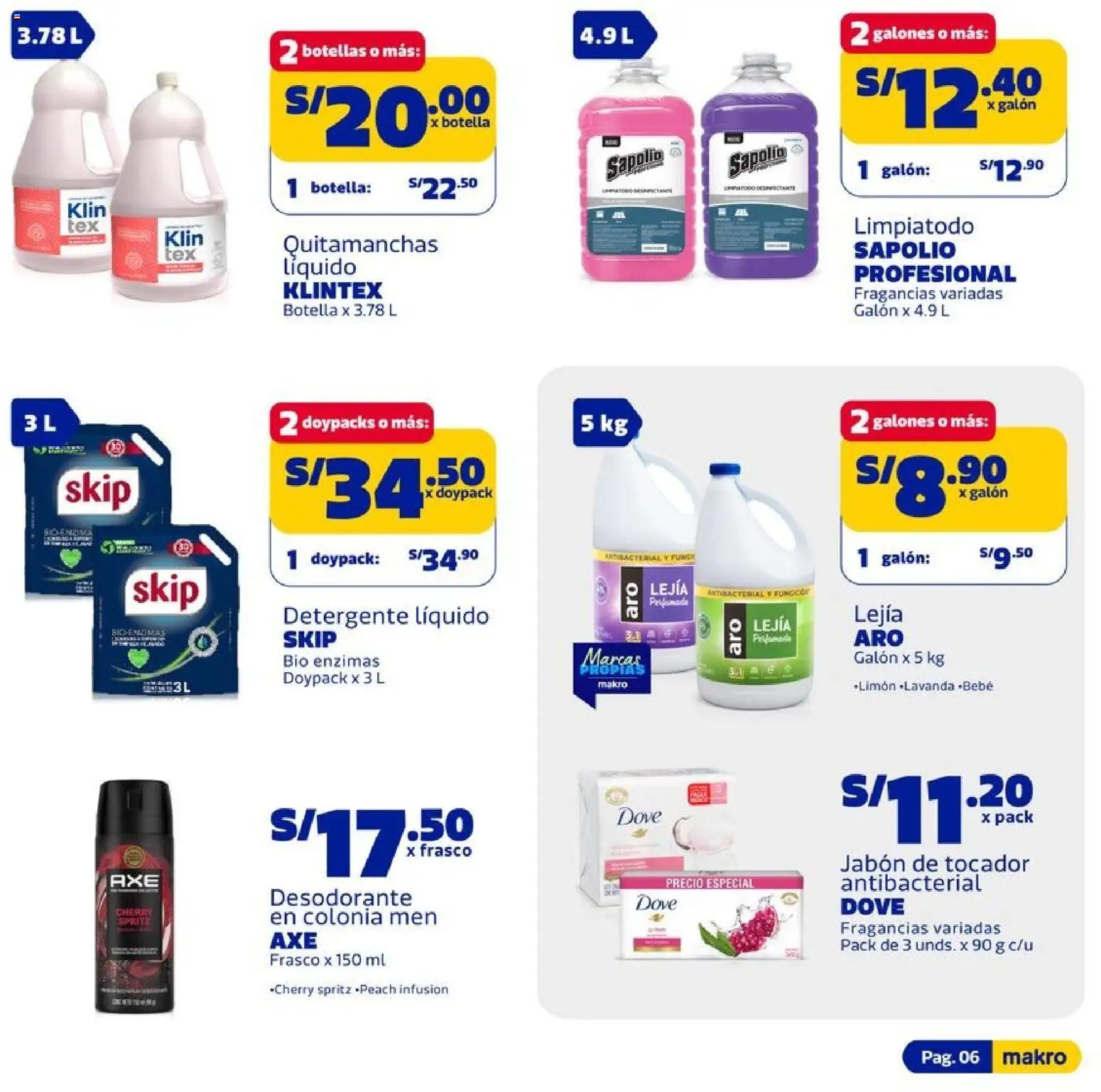 Catálogo Makro válido desde 15.01.2026 | Página: 6 | Productos: Jabón, Desodorante, Quitamanchas, Detergente