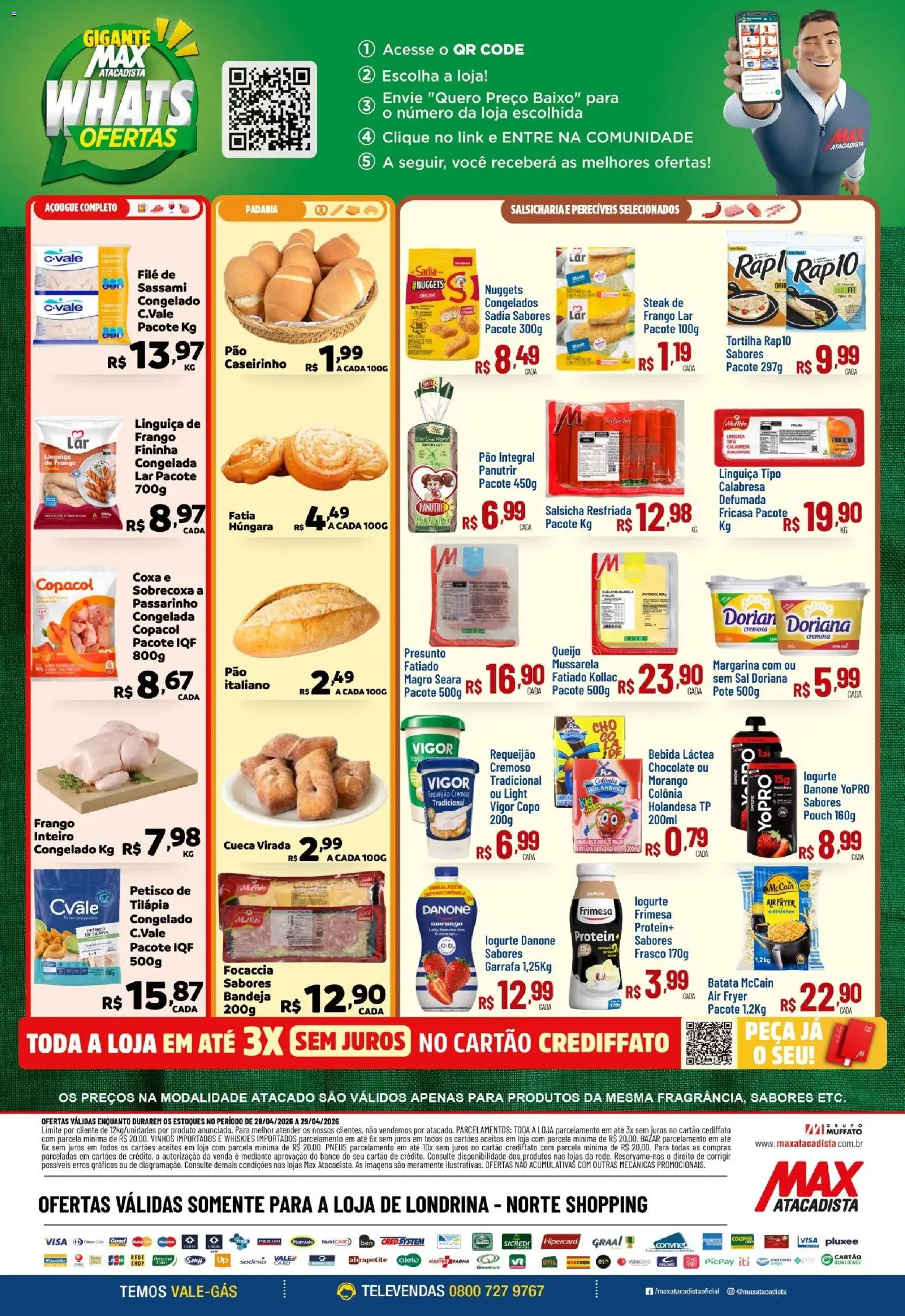 Max Atacadista Folheto - válido de 28.04.2026 | Página: 2 | Produtos: Linguiça, Tilápia, Baixo, Bebida
