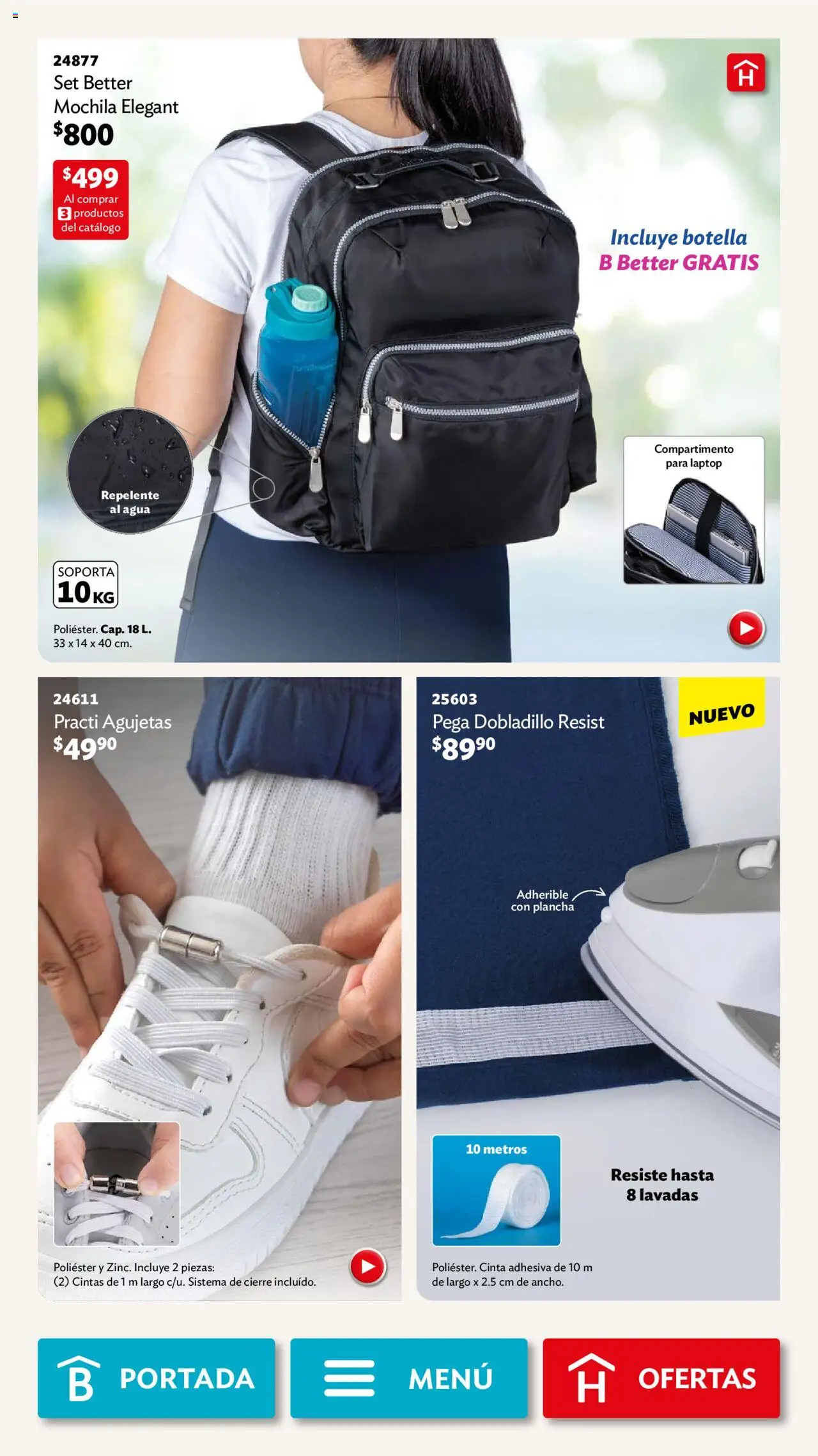 Nuevas ofertas de Betterware válidas en toda la República Mexicana desde el 01.09.2025. ¡Encuentra las mejores ofertas en Betterware - Campaña 9 2025! | Página: 117 | Productos: Agua, Mochila, Cinta, Botella